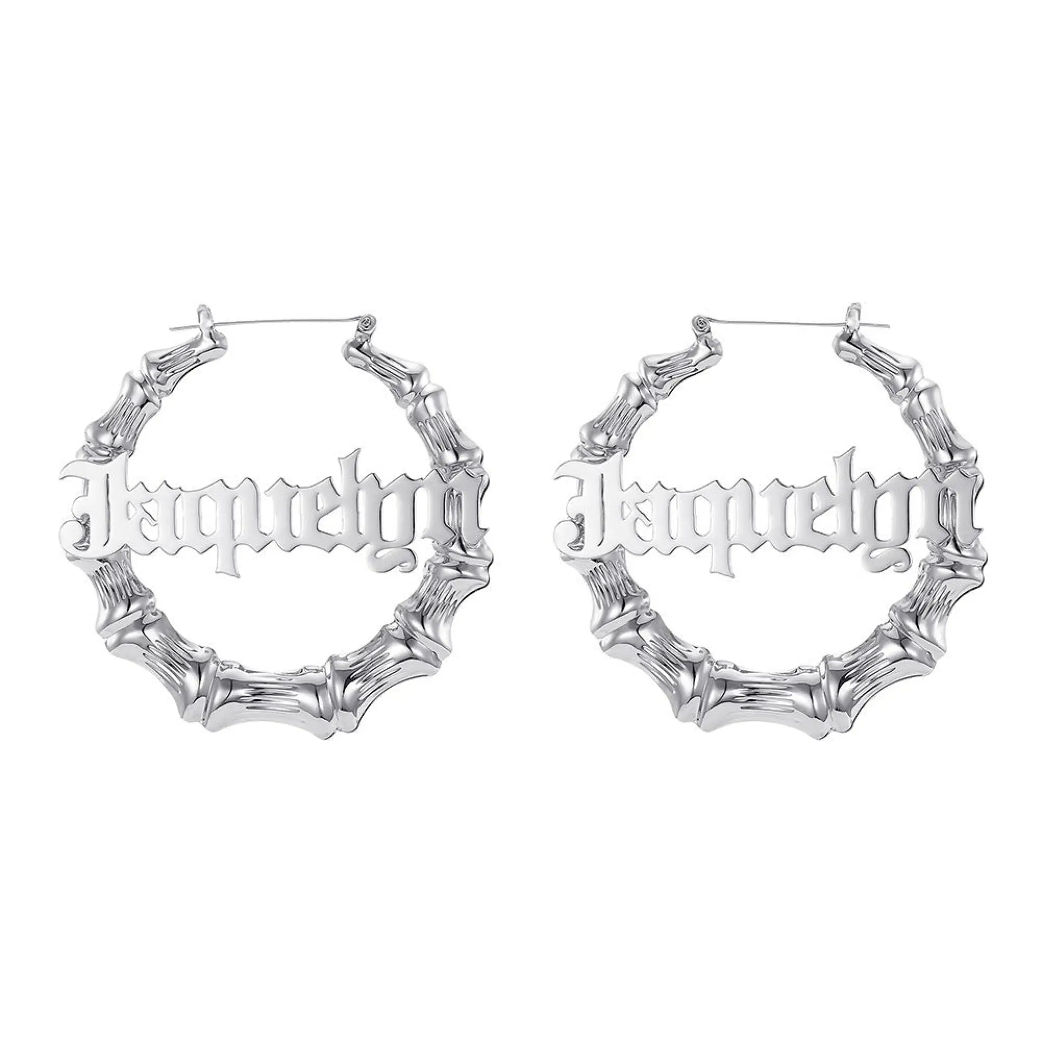 Customized name letter earrings - Silver / 45mm - 7