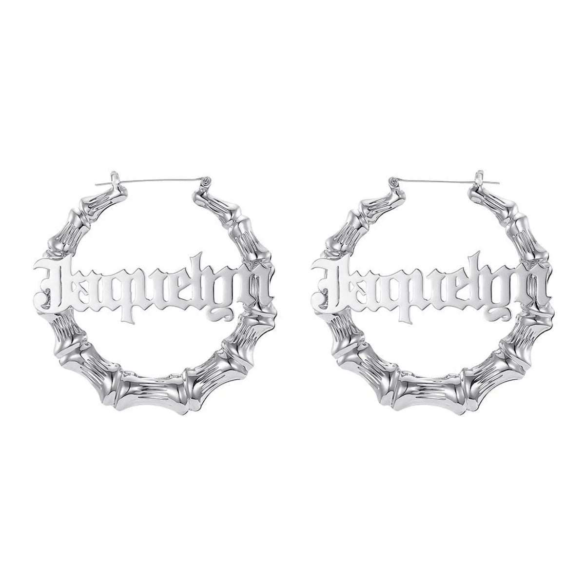 Customized name letter earrings - Silver / 45mm - 7