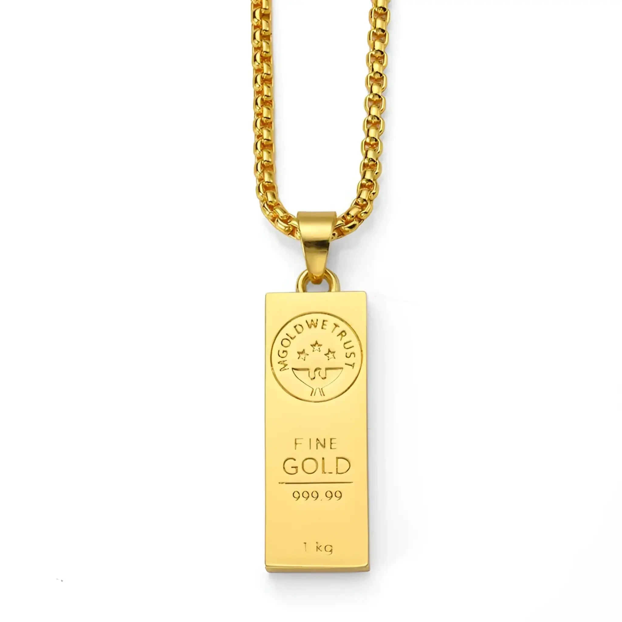 Gold Bar Hip Hop Necklace Pendant - Gold
