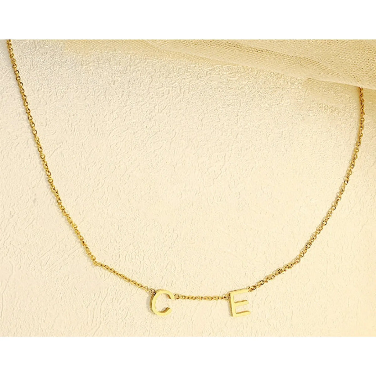 Stainless Steel Alphabet Name Necklace - Gold / 2letters - 7