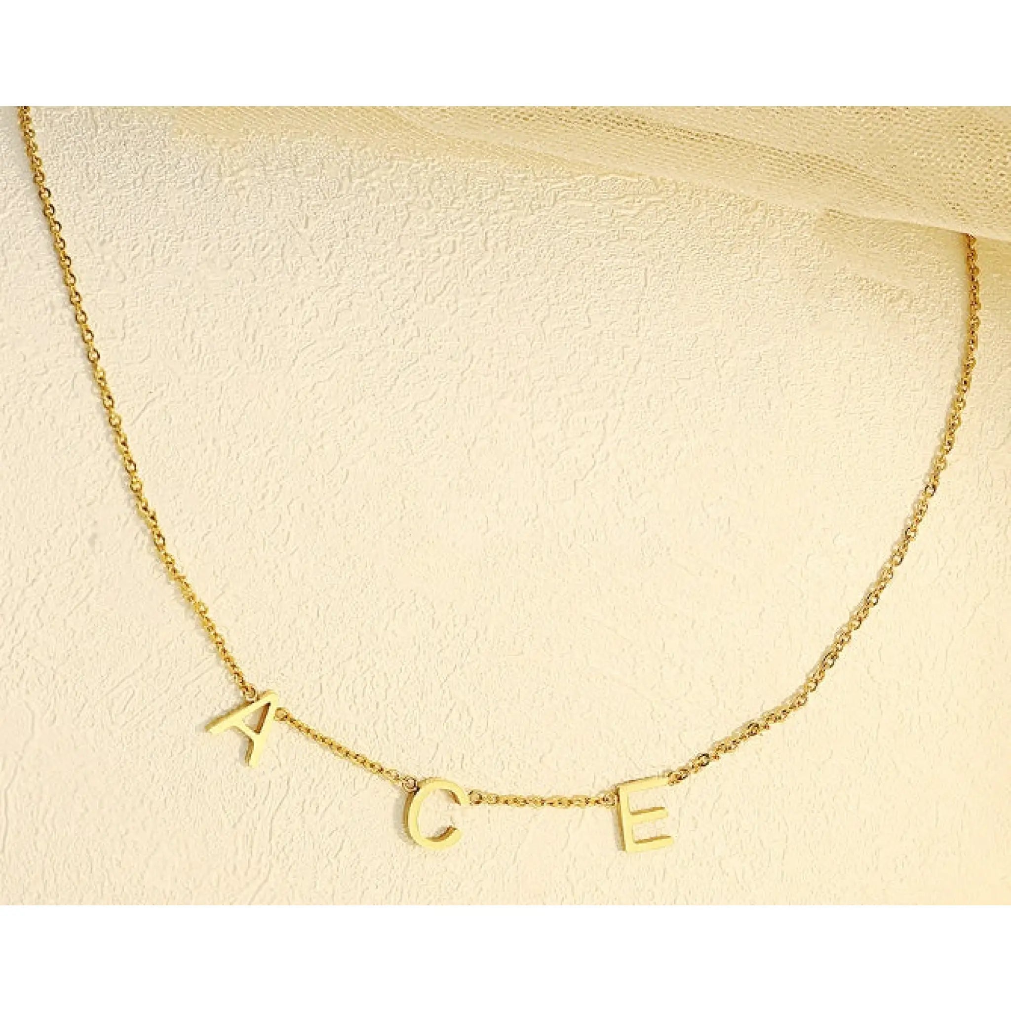 Stainless Steel Alphabet Name Necklace - Gold / 3letters - 7