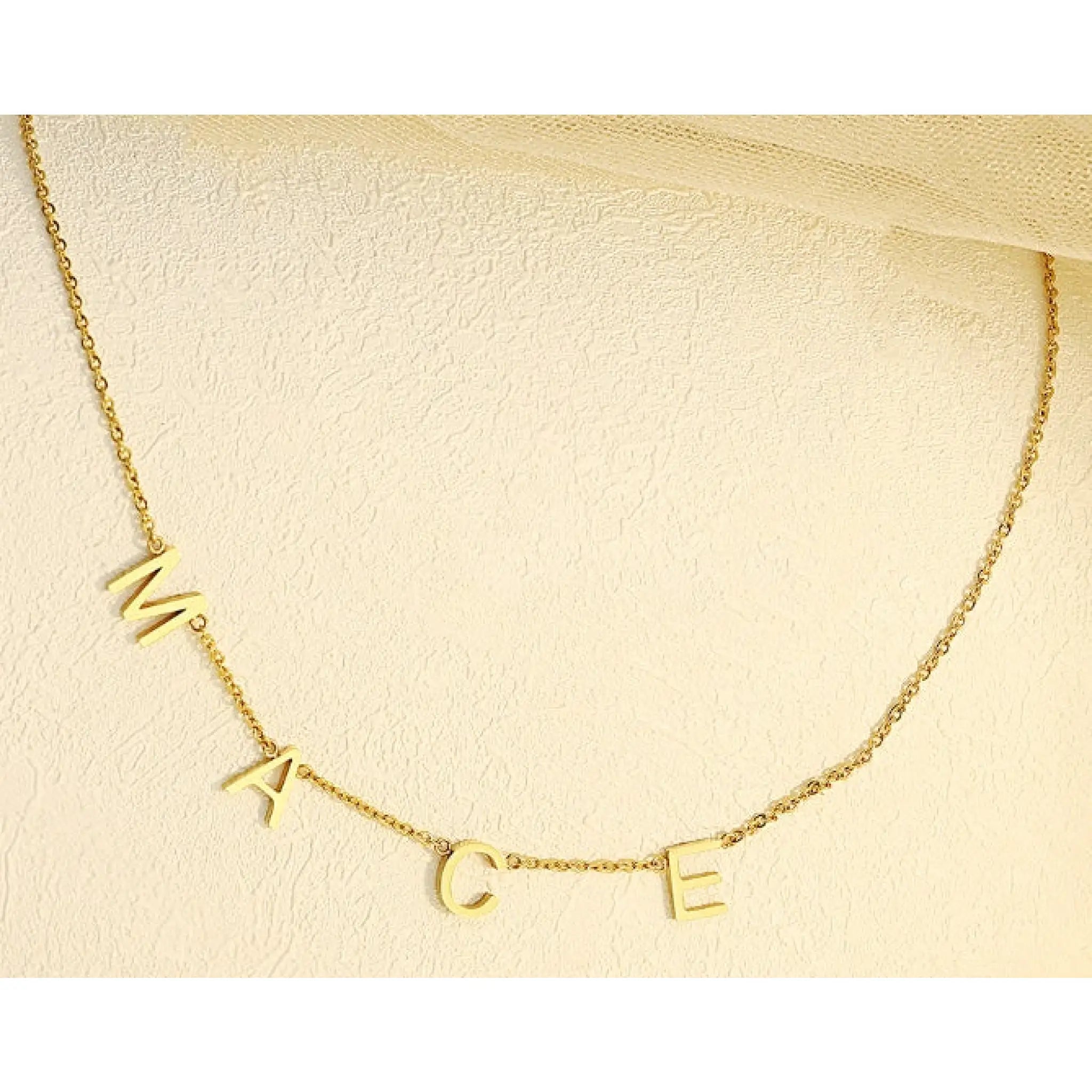 Stainless Steel Alphabet Name Necklace - Gold / 4letters - 7