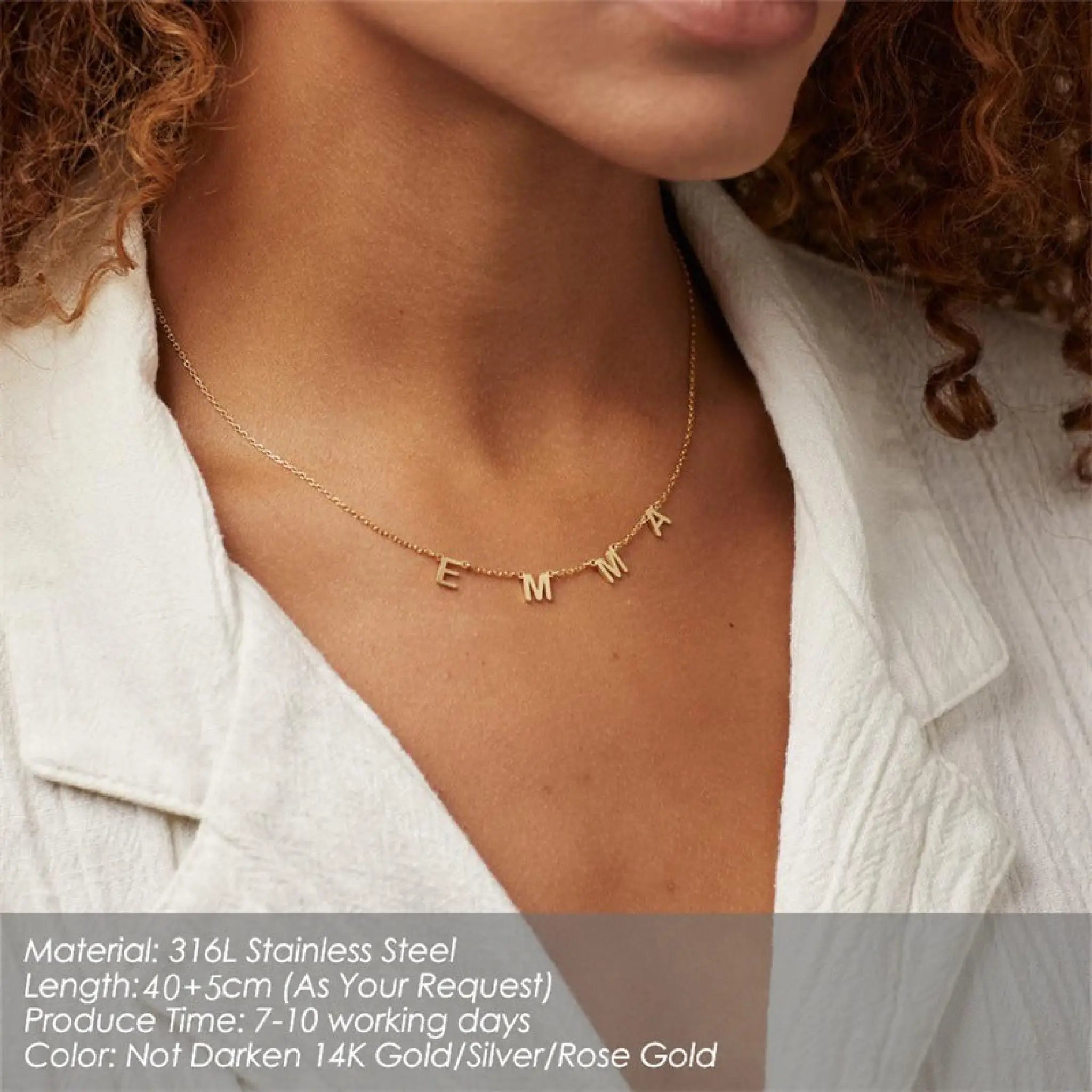 Stainless Steel Alphabet Name Necklace - 7