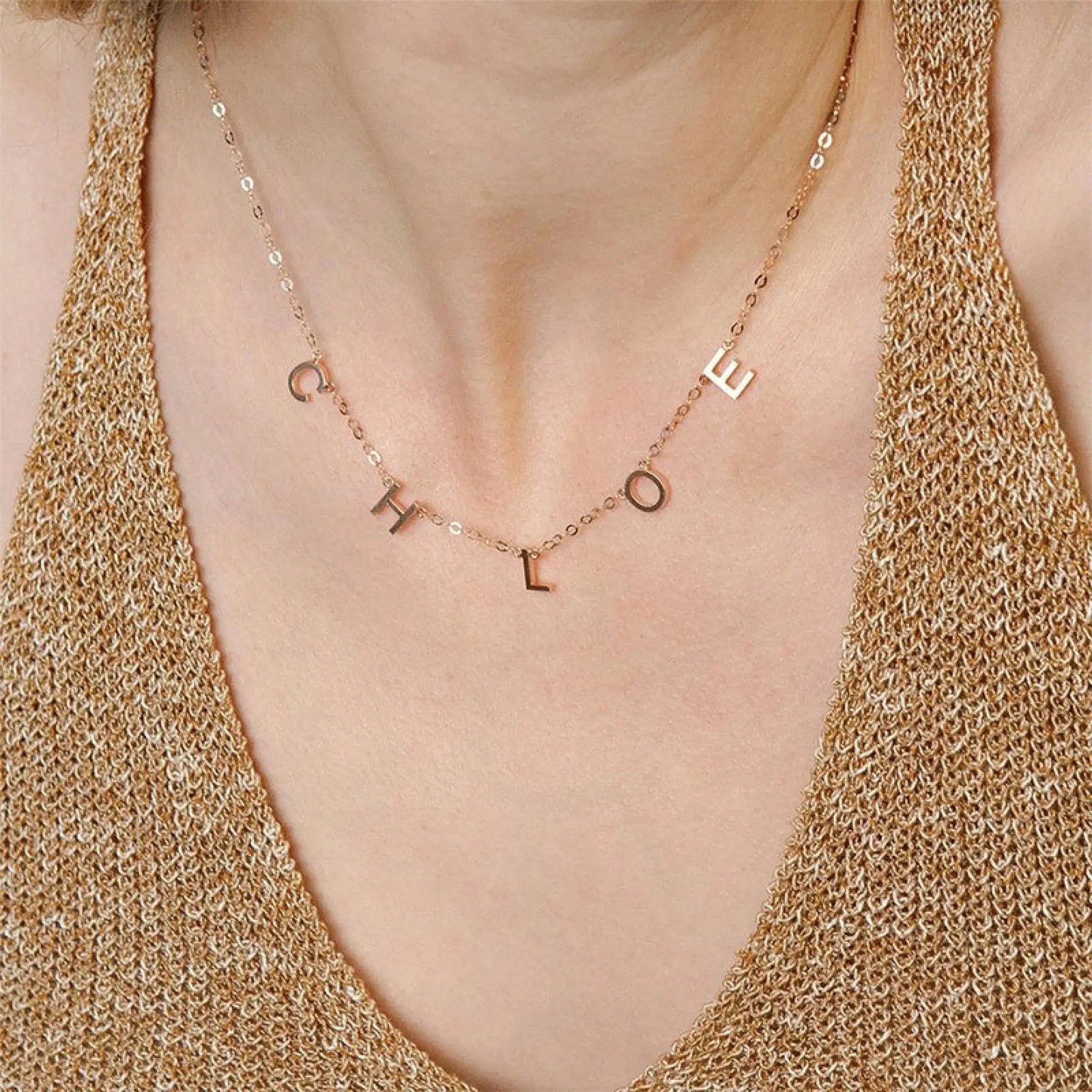 Stainless Steel Alphabet Name Necklace - 7