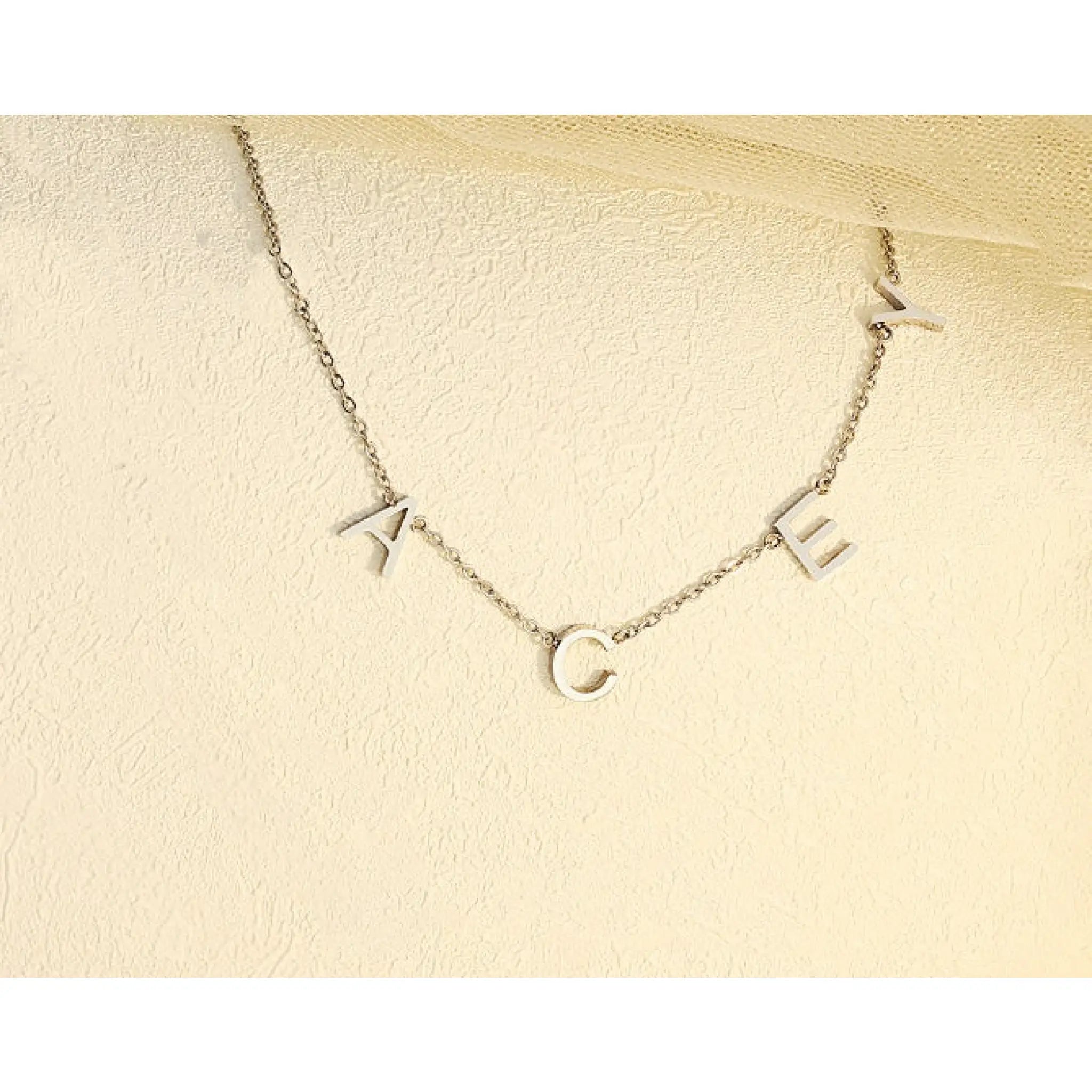 Stainless Steel Alphabet Name Necklace - Silver / 4letters - 7