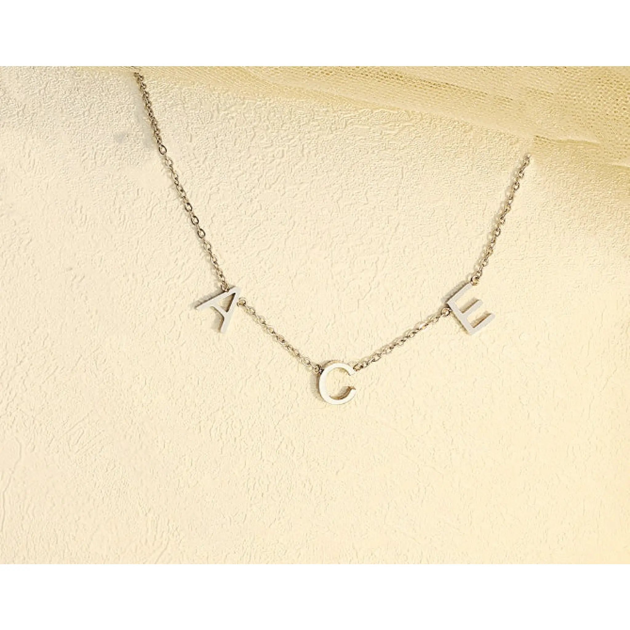 Stainless Steel Alphabet Name Necklace - Silver / 3letters - 7