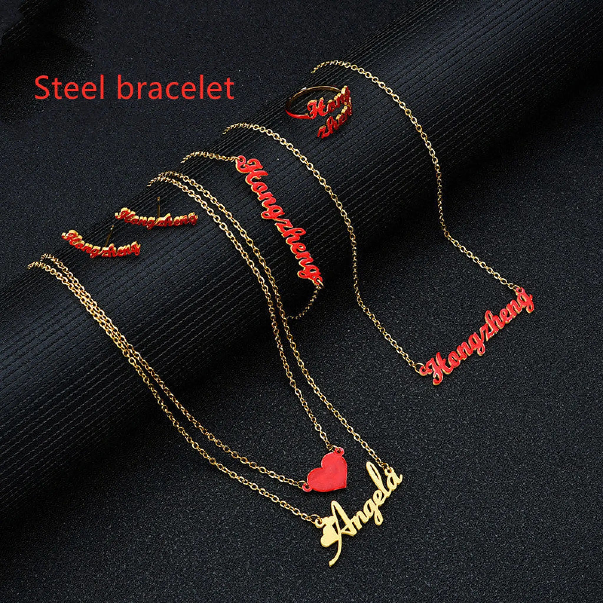 Gold English Name Necklace European And American Stainless Steel - Steel bracelet - 7
