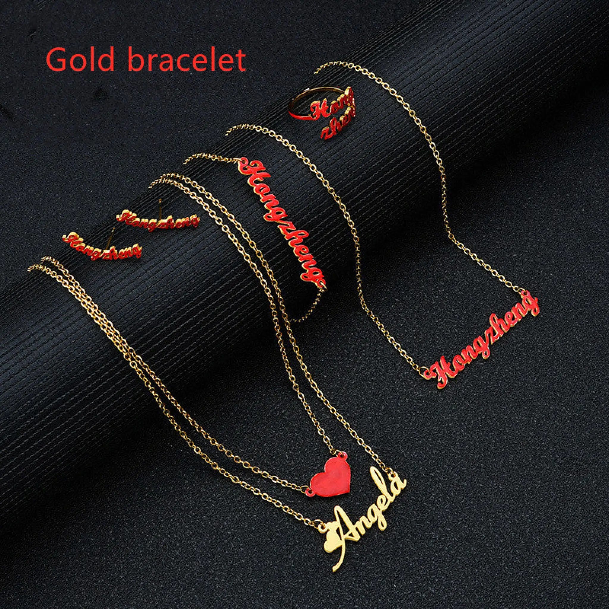 Gold English Name Necklace European And American Stainless Steel - Gold bracelet - 7