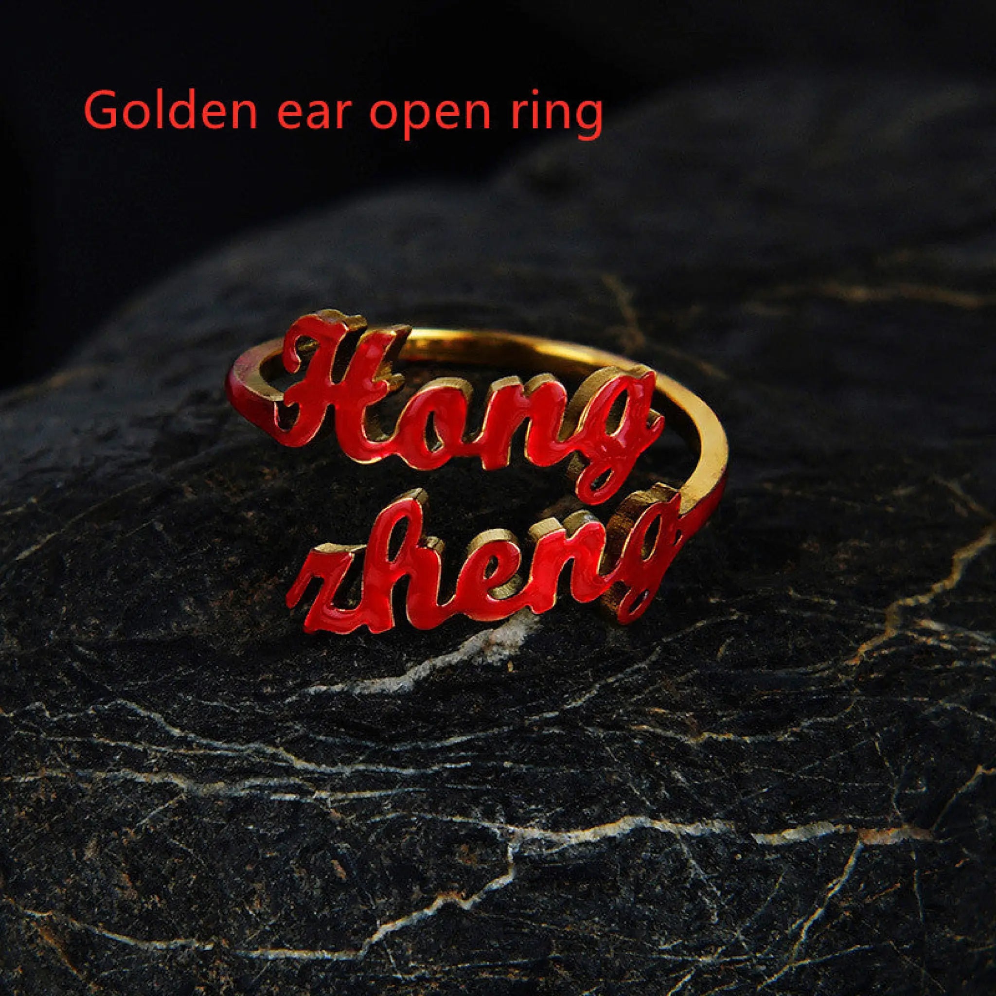 Gold English Name Necklace European And American Stainless Steel - Golden ear open ring - 7