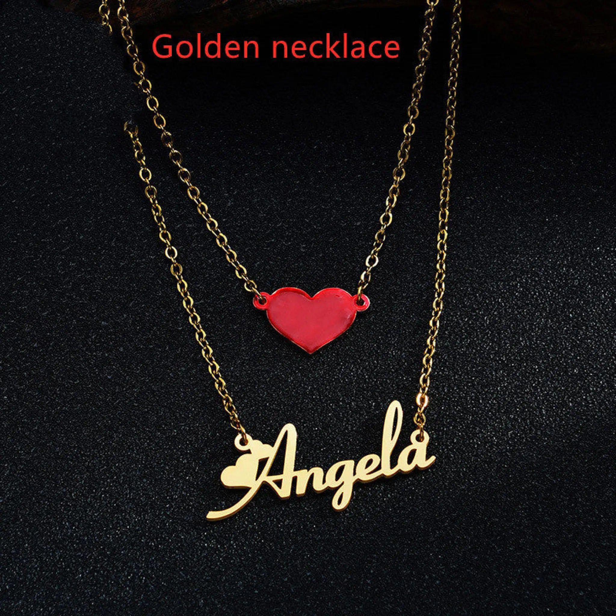 Gold English Name Necklace European And American Stainless Steel - Golden necklace - 7