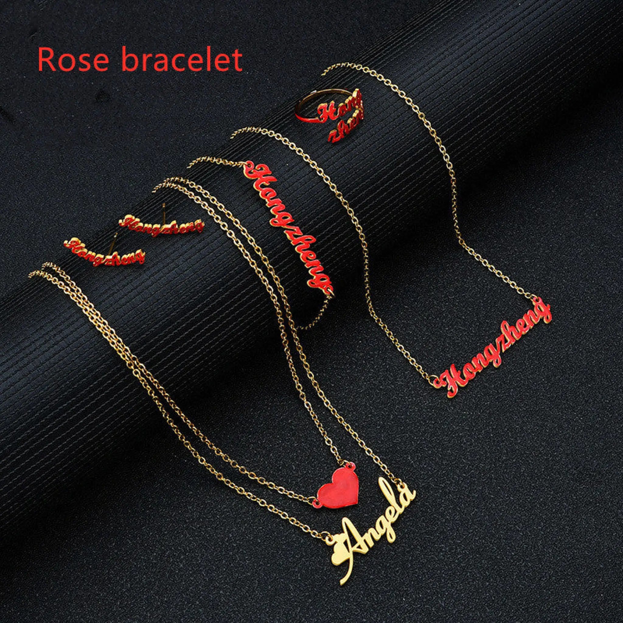 Gold English Name Necklace European And American Stainless Steel - Rose bracelet - 7