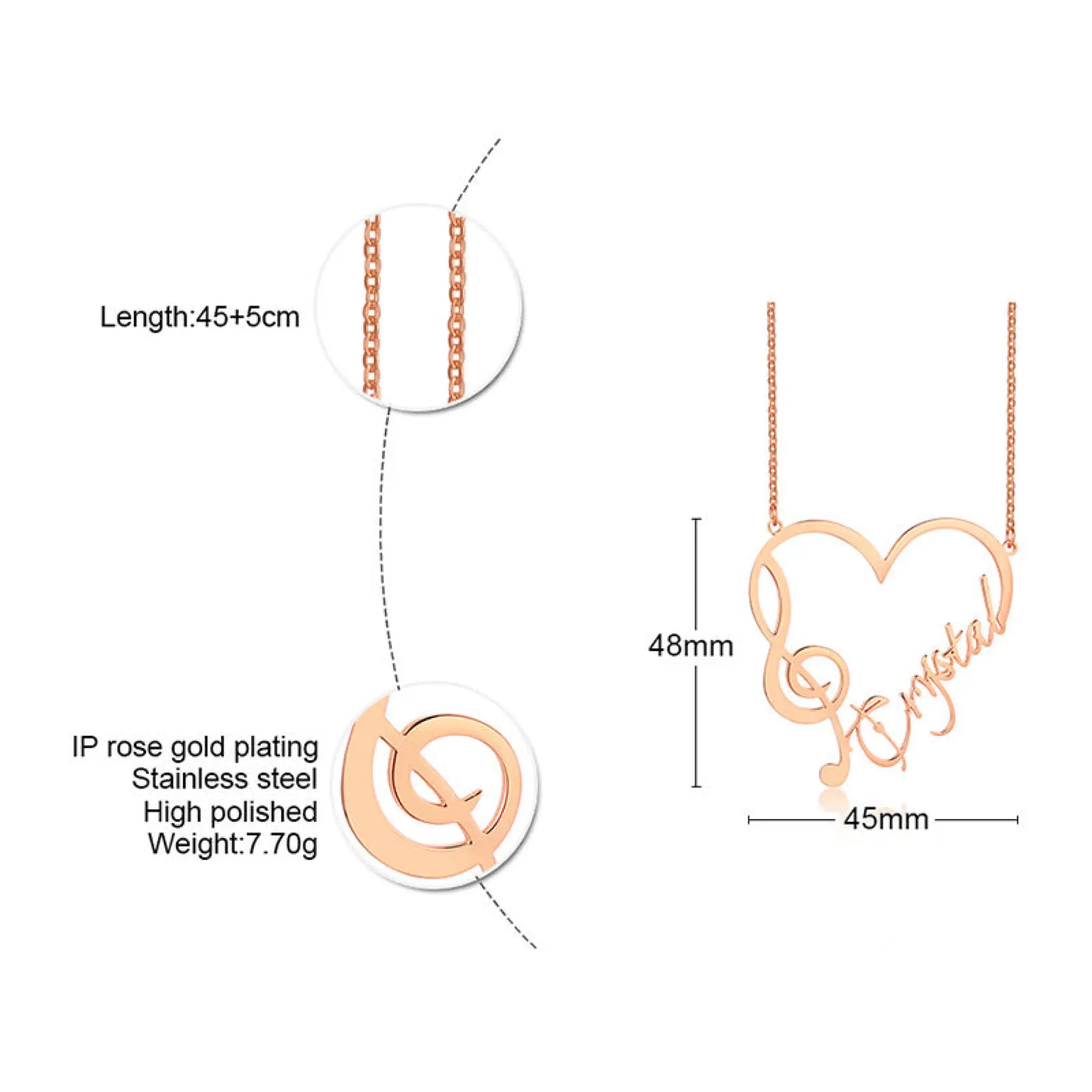 Stainless Steel Heart Pendant With Name Note DIY English Letters Personalized Women’s Necklace - 7
