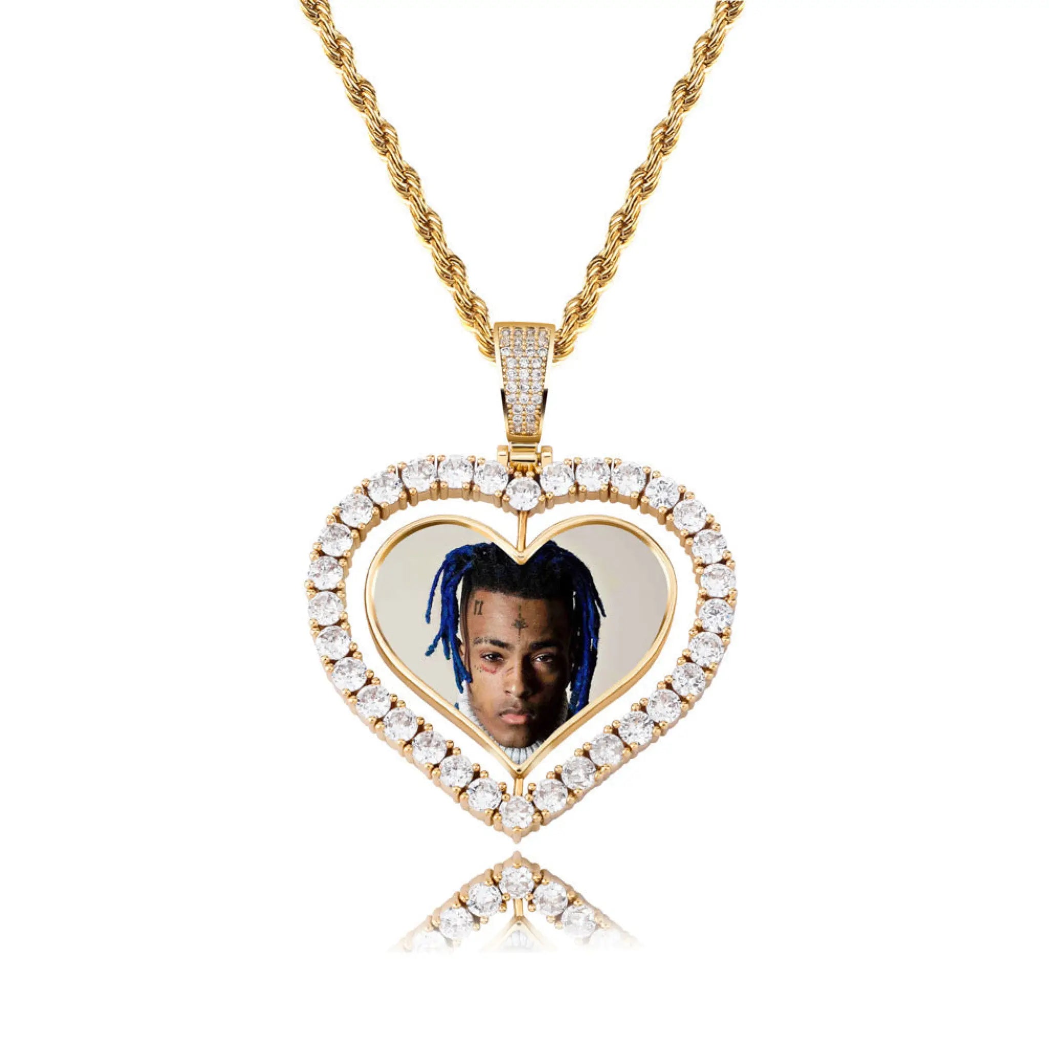 Rotating Double-sided Love Photo Custom Inlaid Zircon Solid Pendant - 7