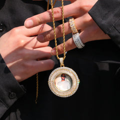 Personalized Photo Pendant Micro Inlaid Cubic Zirconia Necklace - 7