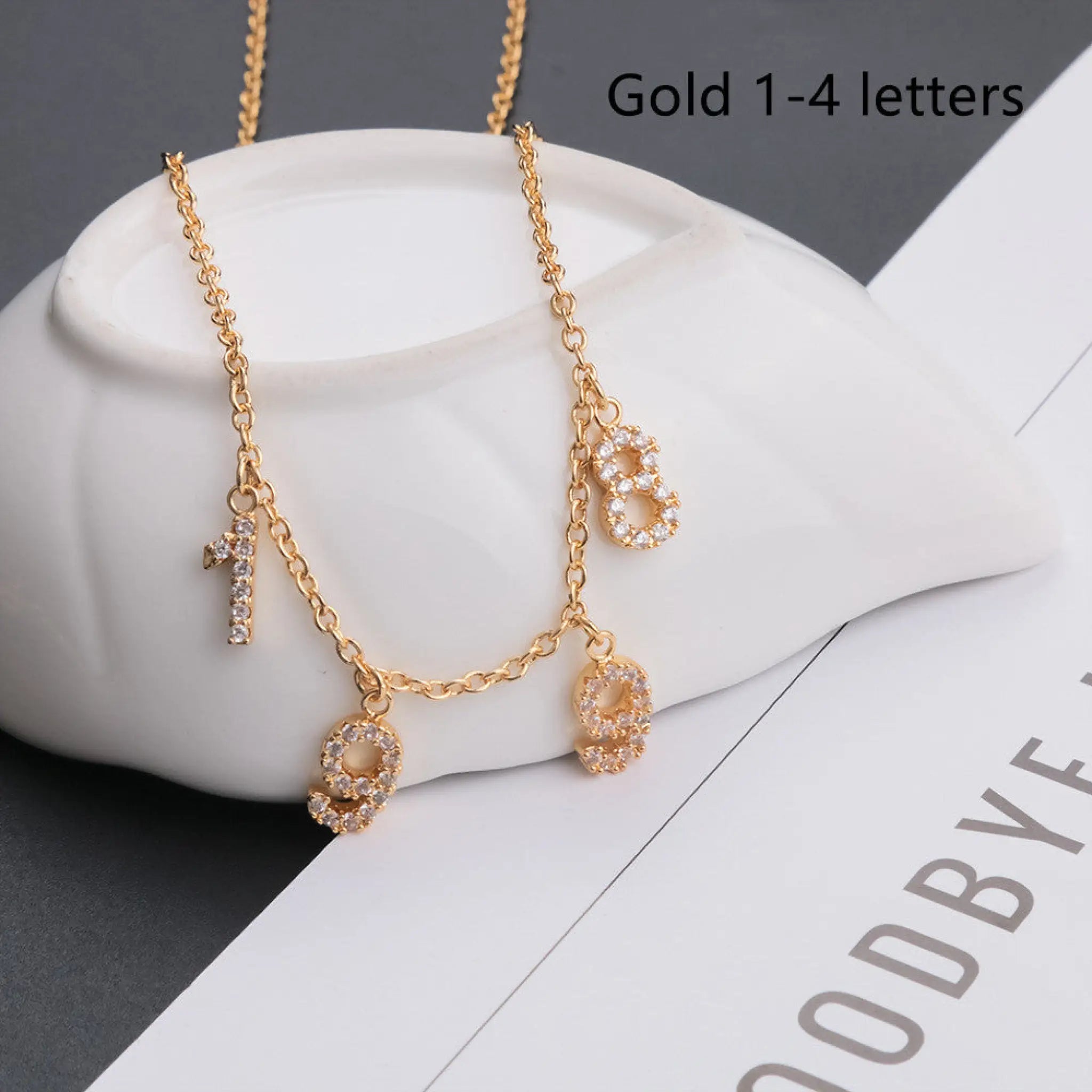 DIY Personalized Necklace With Zircon Letter Necklace - Gold / 1or4Letters - 7