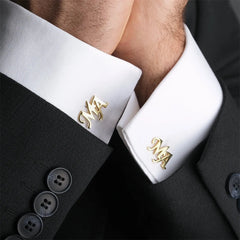 Handmade Frosted Personalized Name Abbreviation Metal Cufflinks - 7