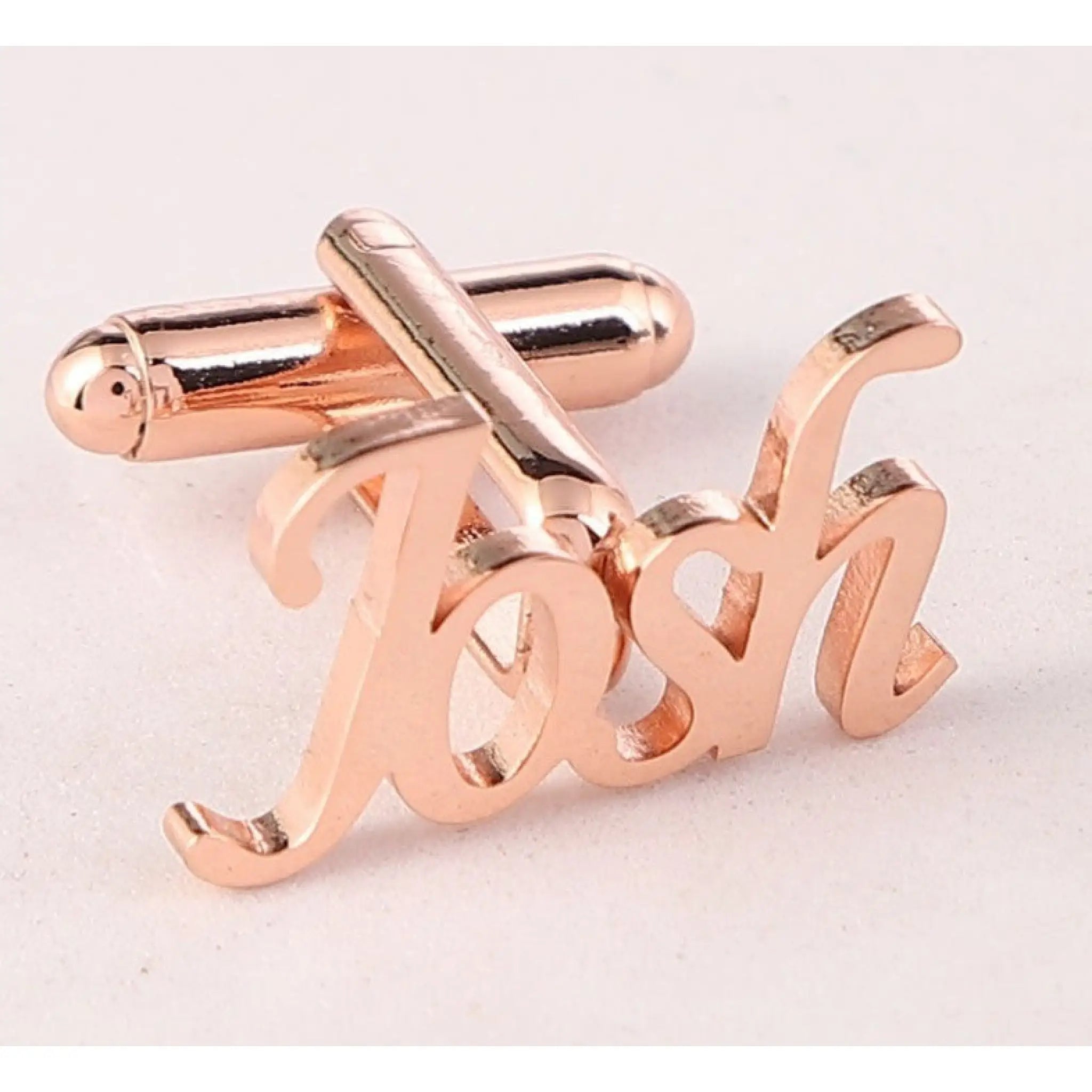Handmade Frosted Personalized Name Abbreviation Metal Cufflinks - Rose Gold - 7