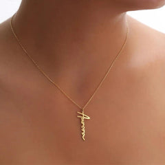 Handmade Vertical Name Signature Letter Necklace - Necklace
