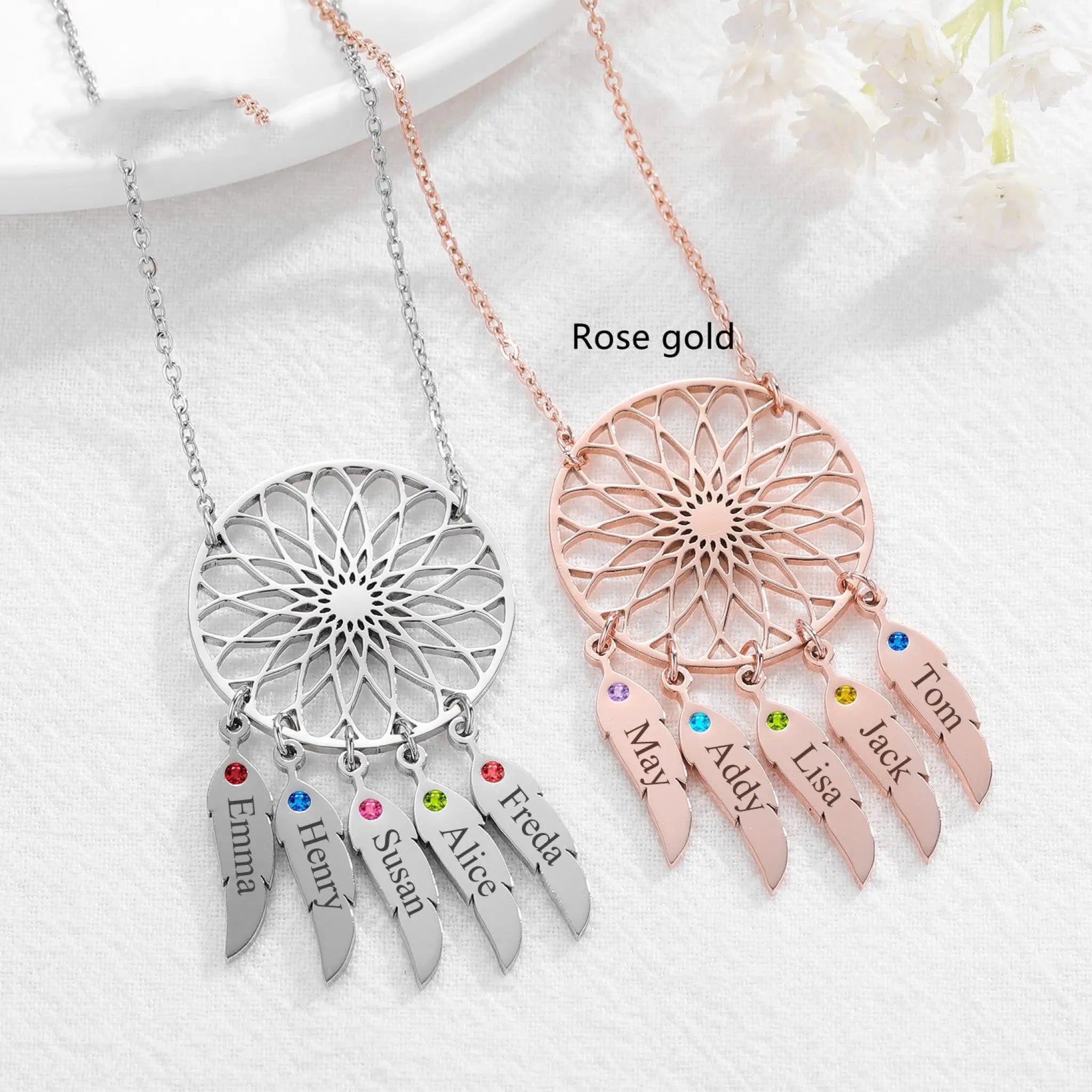 Heart-shaped Lettering Necklace Custom-made Models Name Letters - Rose Gold / 40cm - 7
