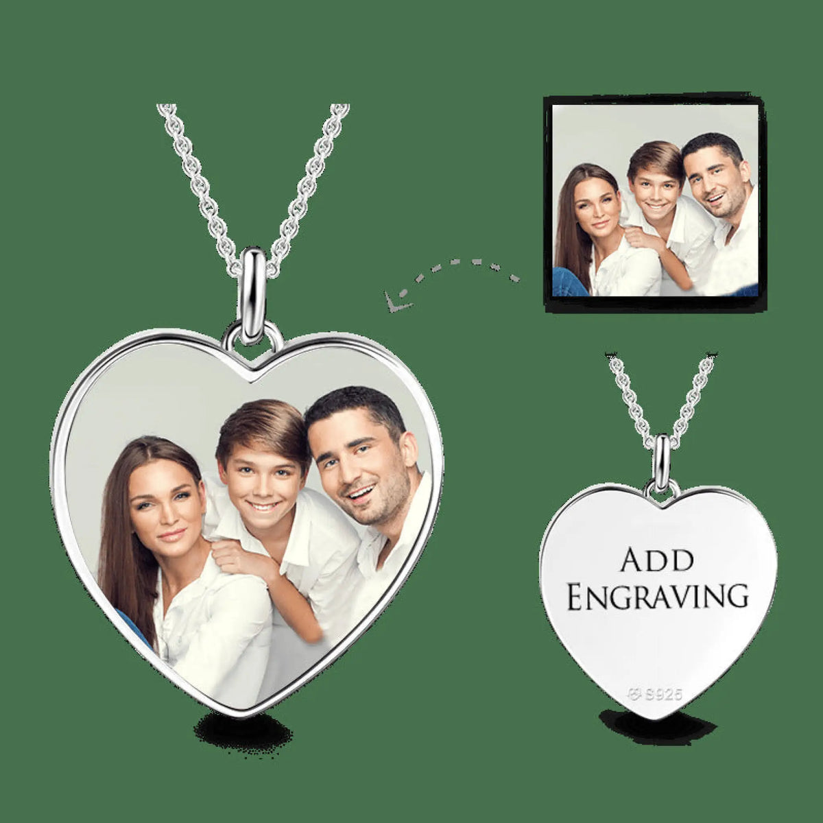 Heart Shaped Photo Engraving DIY Engraving Personalized Necklace - Silver - 7
