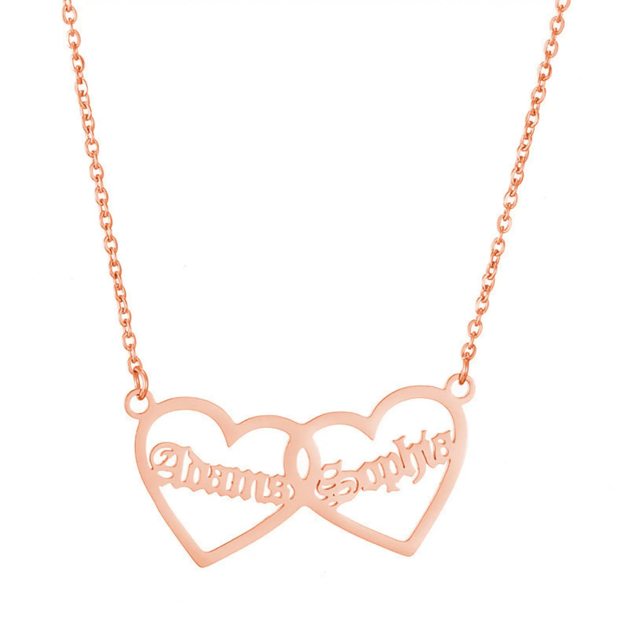 Heart To Heart Necklace Name Pendant - Rose Gold - 7