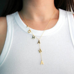 Lariat Y Name Necklace Lariat Name Necklace Dainty Name Necklace Bubble Letters Necklace For Women - 7