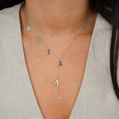 Lariat Y Name Necklace Lariat Name Necklace Dainty Name Necklace Bubble Letters Necklace For Women - 7