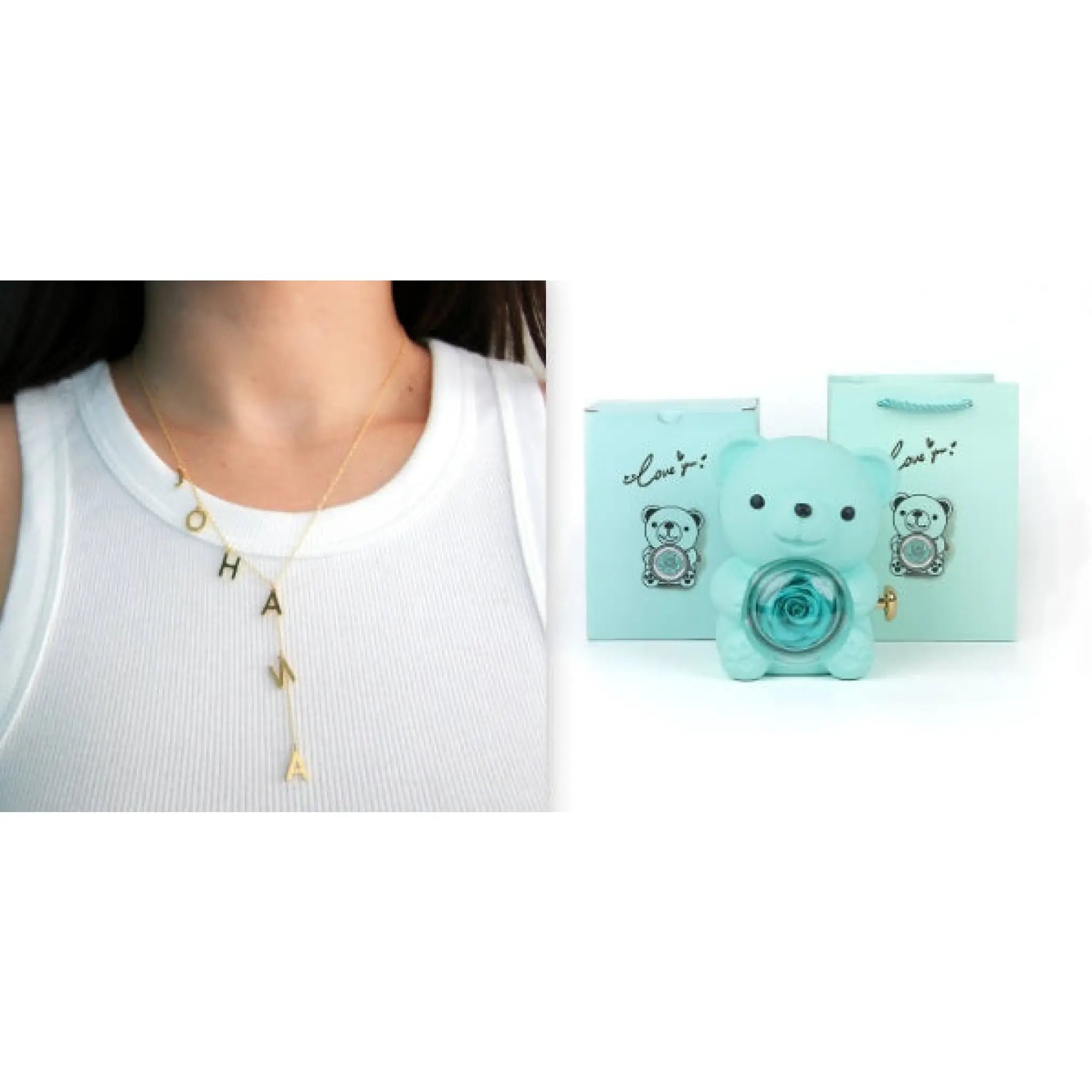 Lariat Y Name Necklace Lariat Name Necklace Dainty Name Necklace Bubble Letters Necklace For Women - Gold / With box - 7