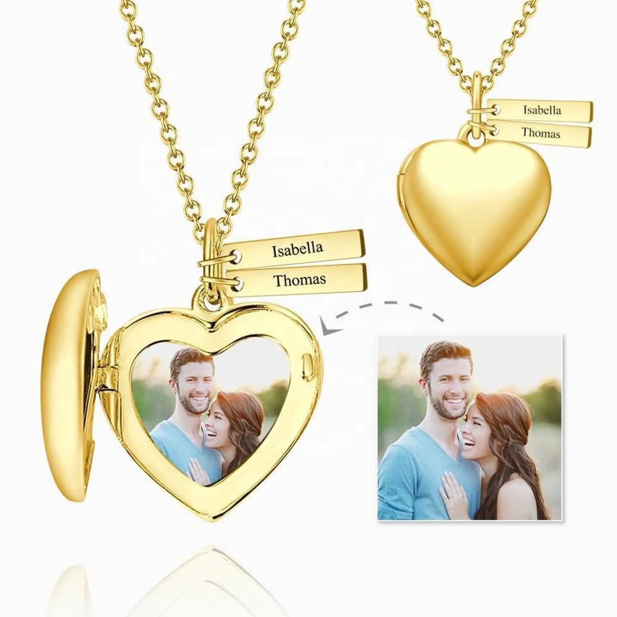 Love Heart-shaped Necklace DIY Jewelry Photo Pendant - Gold / Copper Material - 7