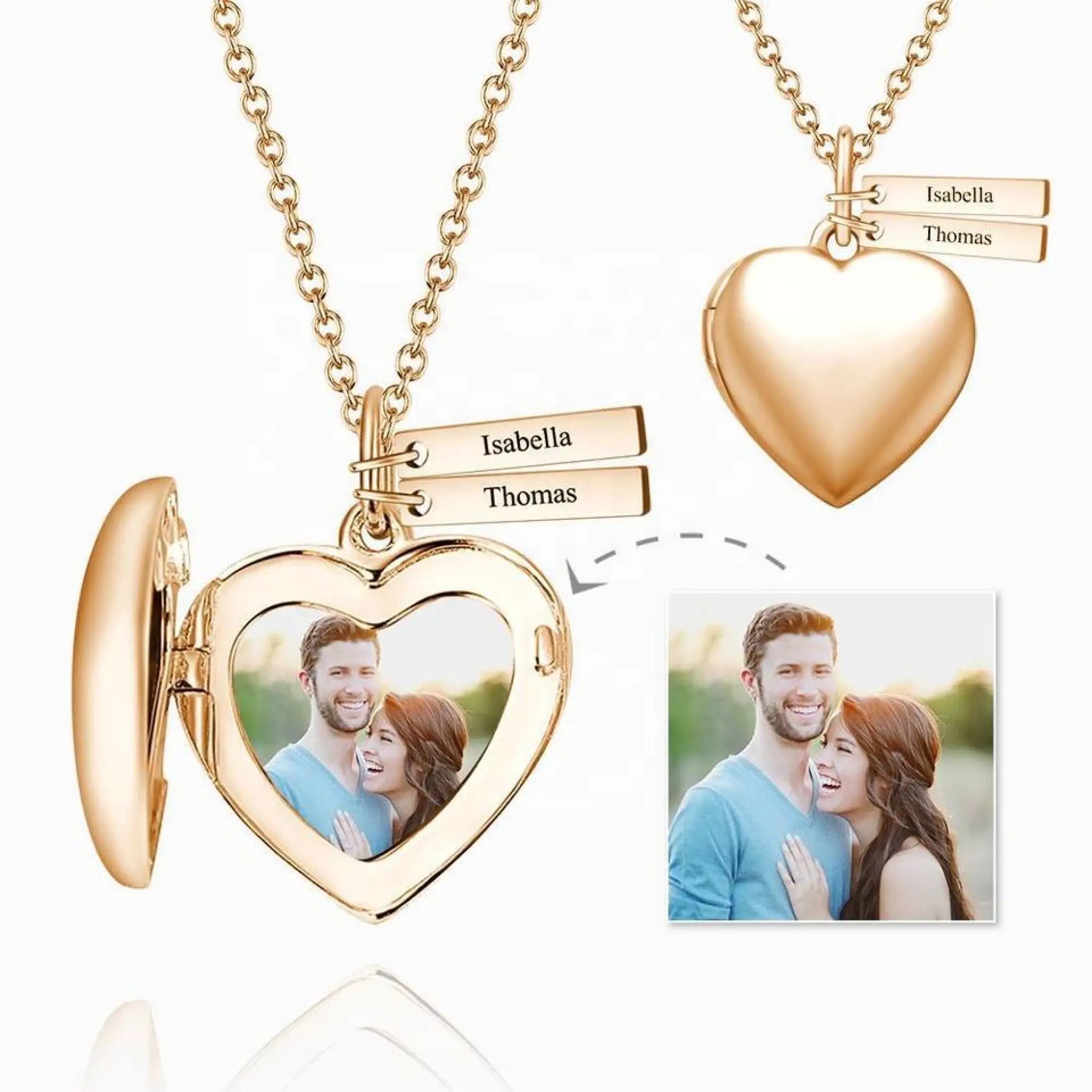 Love Heart-shaped Necklace DIY Jewelry Photo Pendant - Rose Gold / Copper Material - 7