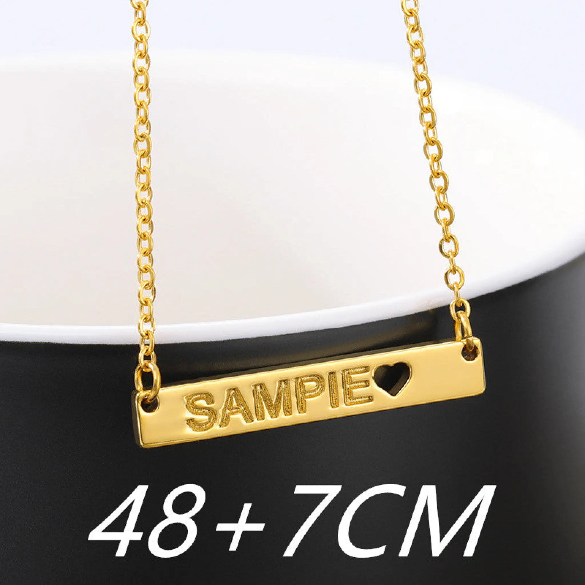 Love Hollow Square Brand Name Custom Necklace - Gold48x7cm - 7