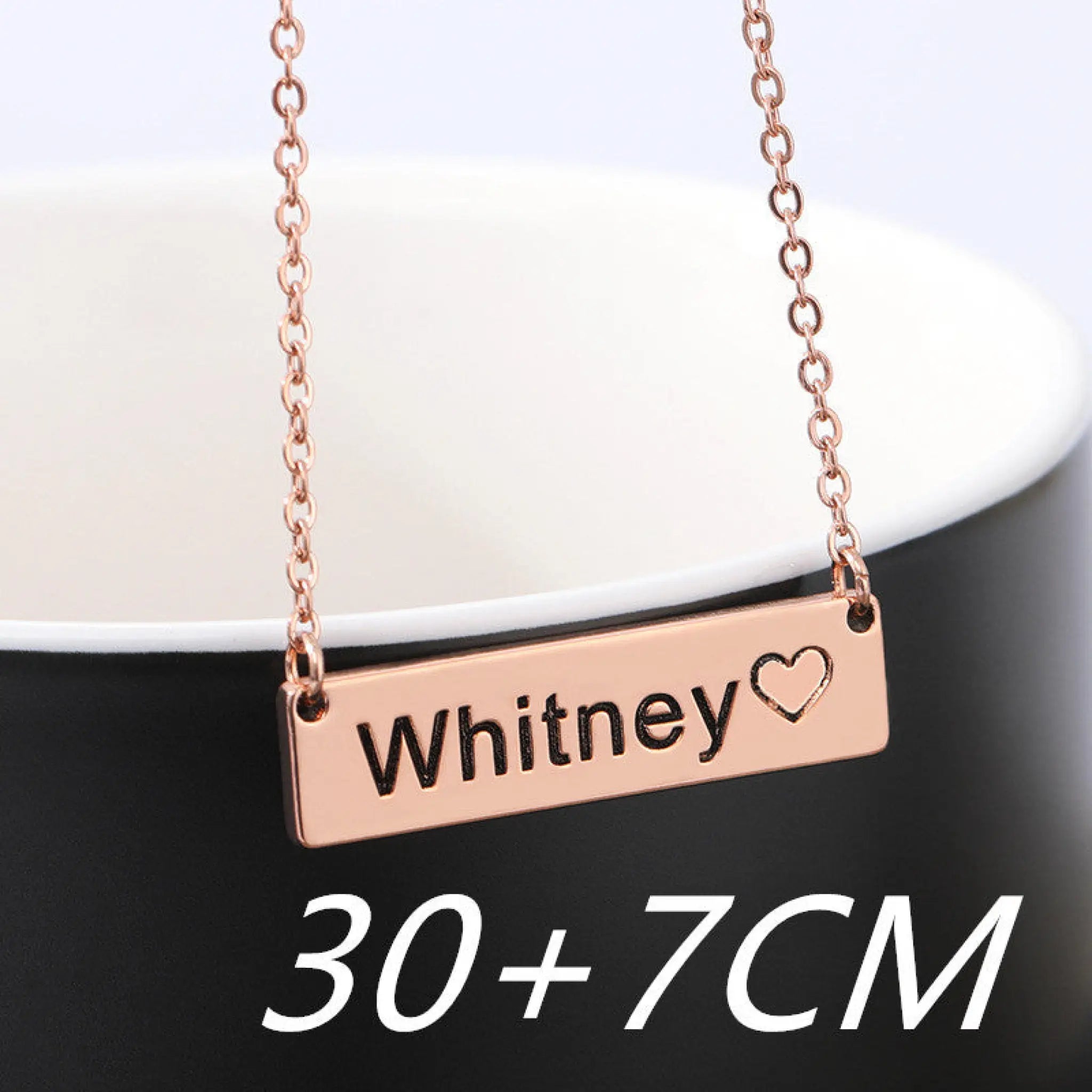 Love Hollow Square Brand Name Custom Necklace - Rose Gold30x7cm - 7
