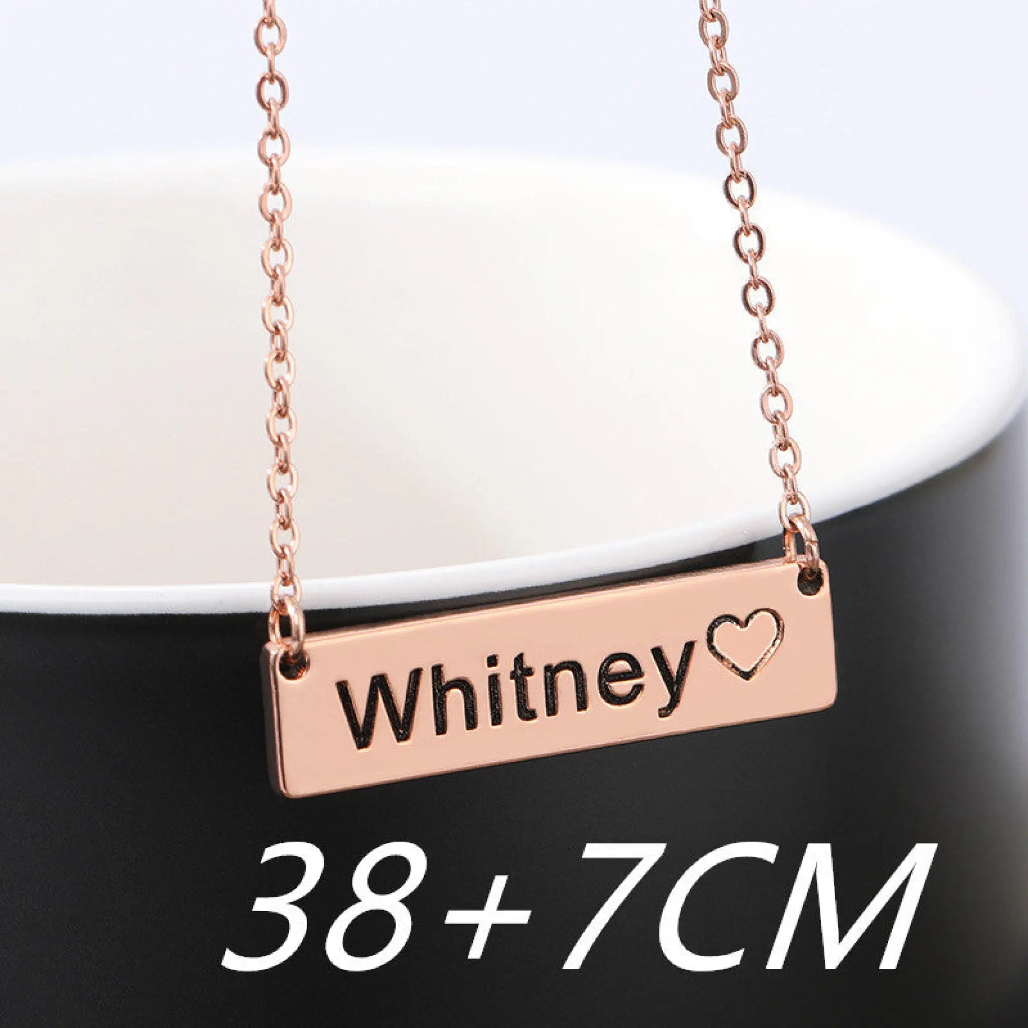 Love Hollow Square Brand Name Custom Necklace - Rose Gold38x7cm - 7
