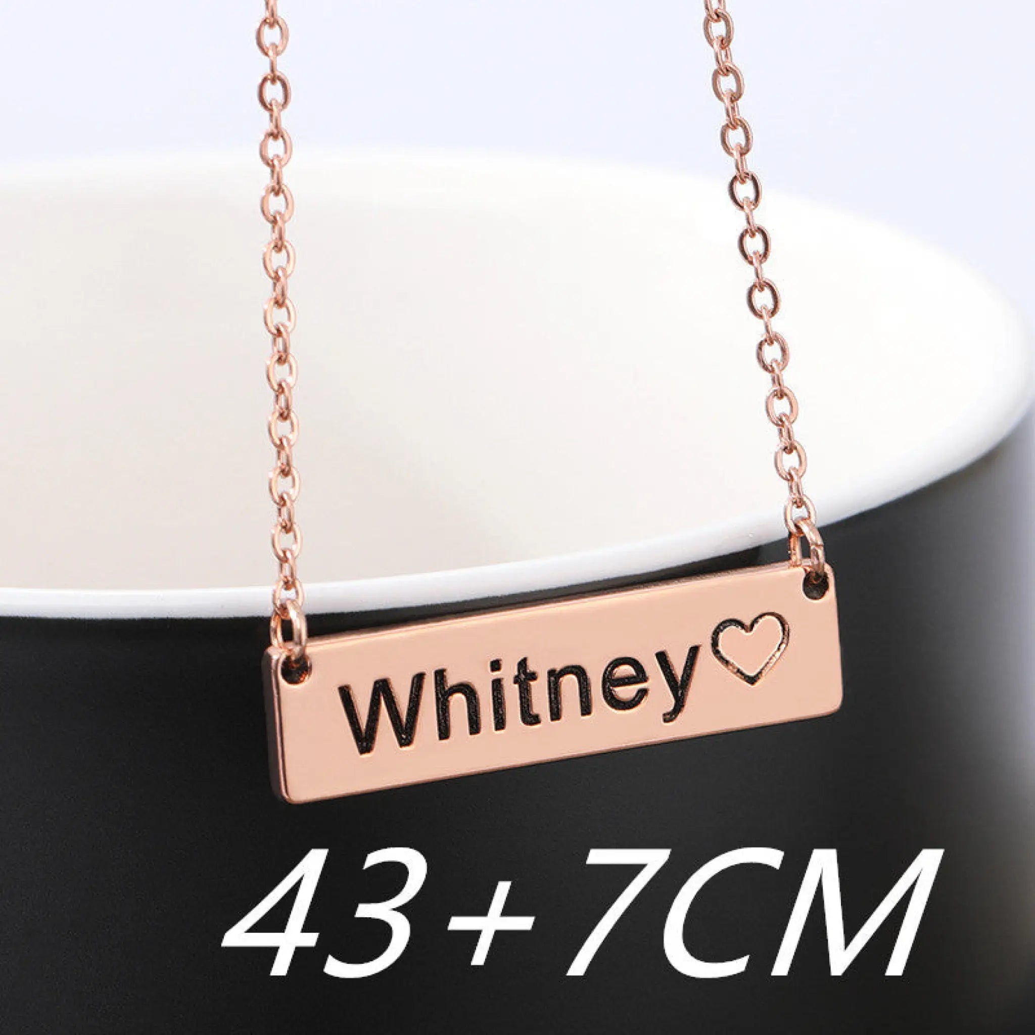 Love Hollow Square Brand Name Custom Necklace - Rose Gold43x7cm - 7
