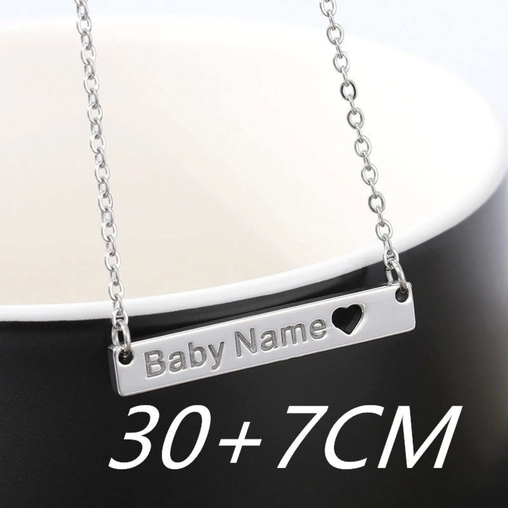 Love Hollow Square Brand Name Custom Necklace - Silver30x7cm - 7