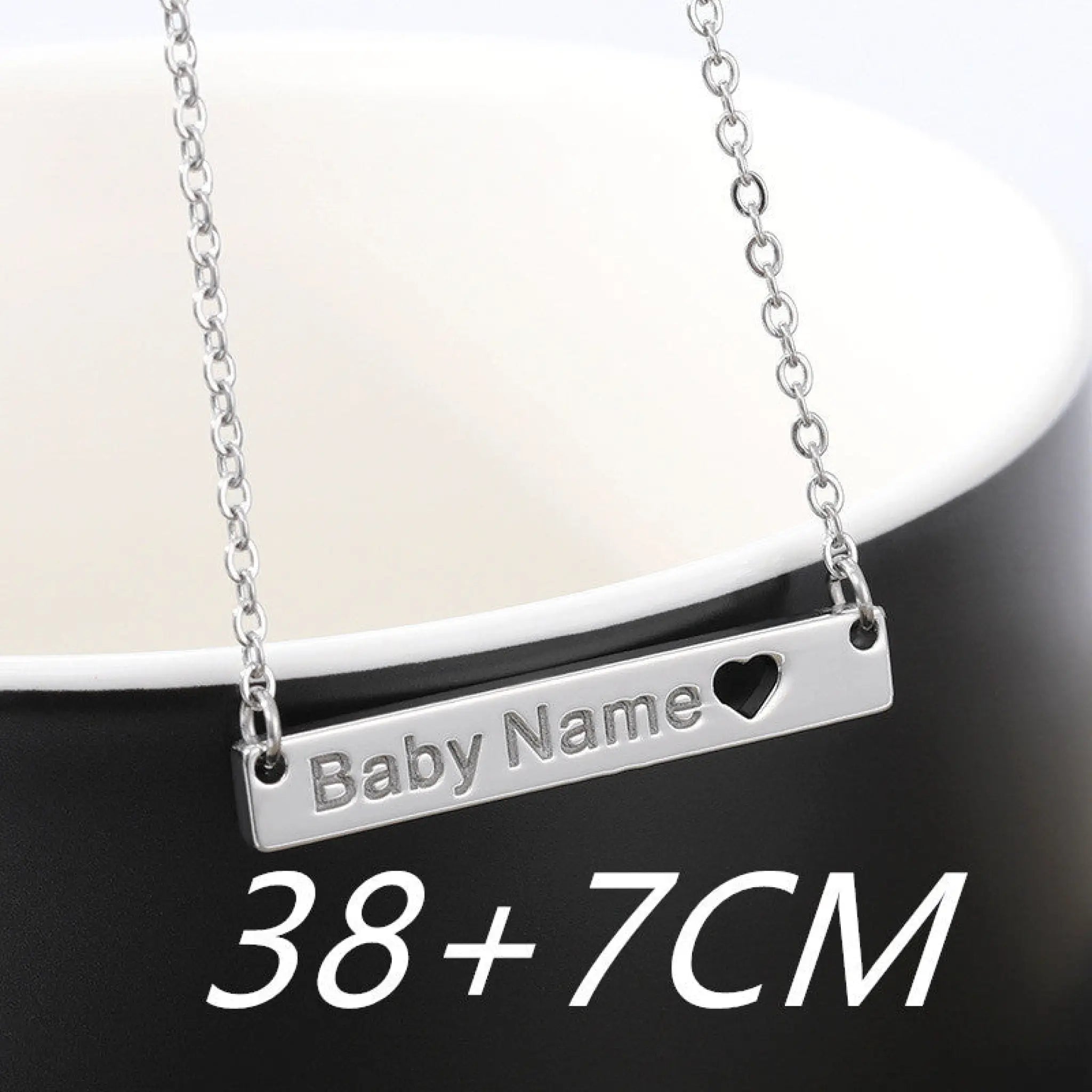 Love Hollow Square Brand Name Custom Necklace - Silver38x7cm - 7