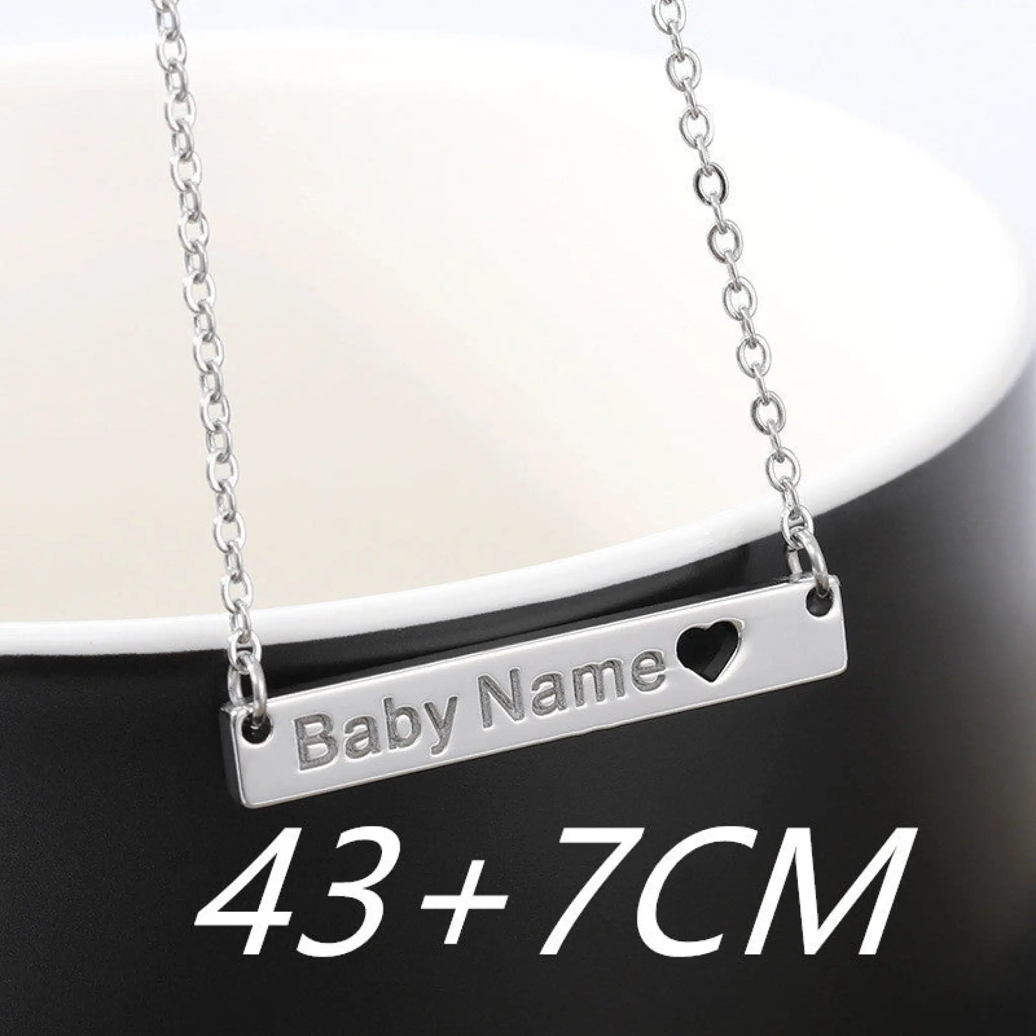 Love Hollow Square Brand Name Custom Necklace - Silver43x7cm - 7