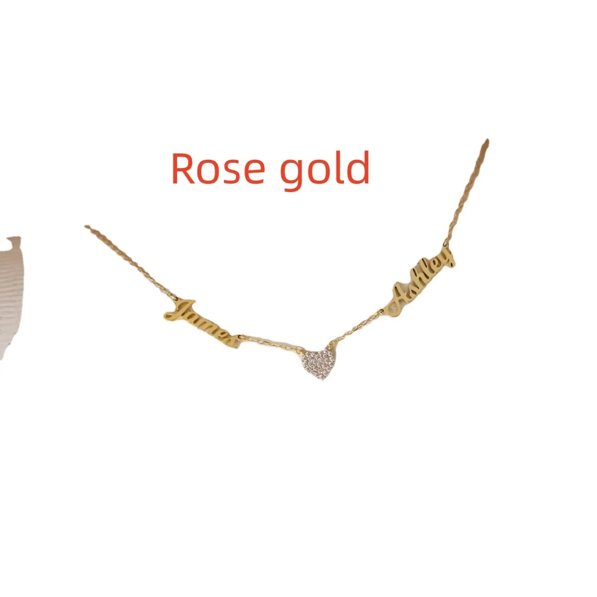 Love Multi Name Necklace Fashionable Niche - Rose gold / 1name - 7
