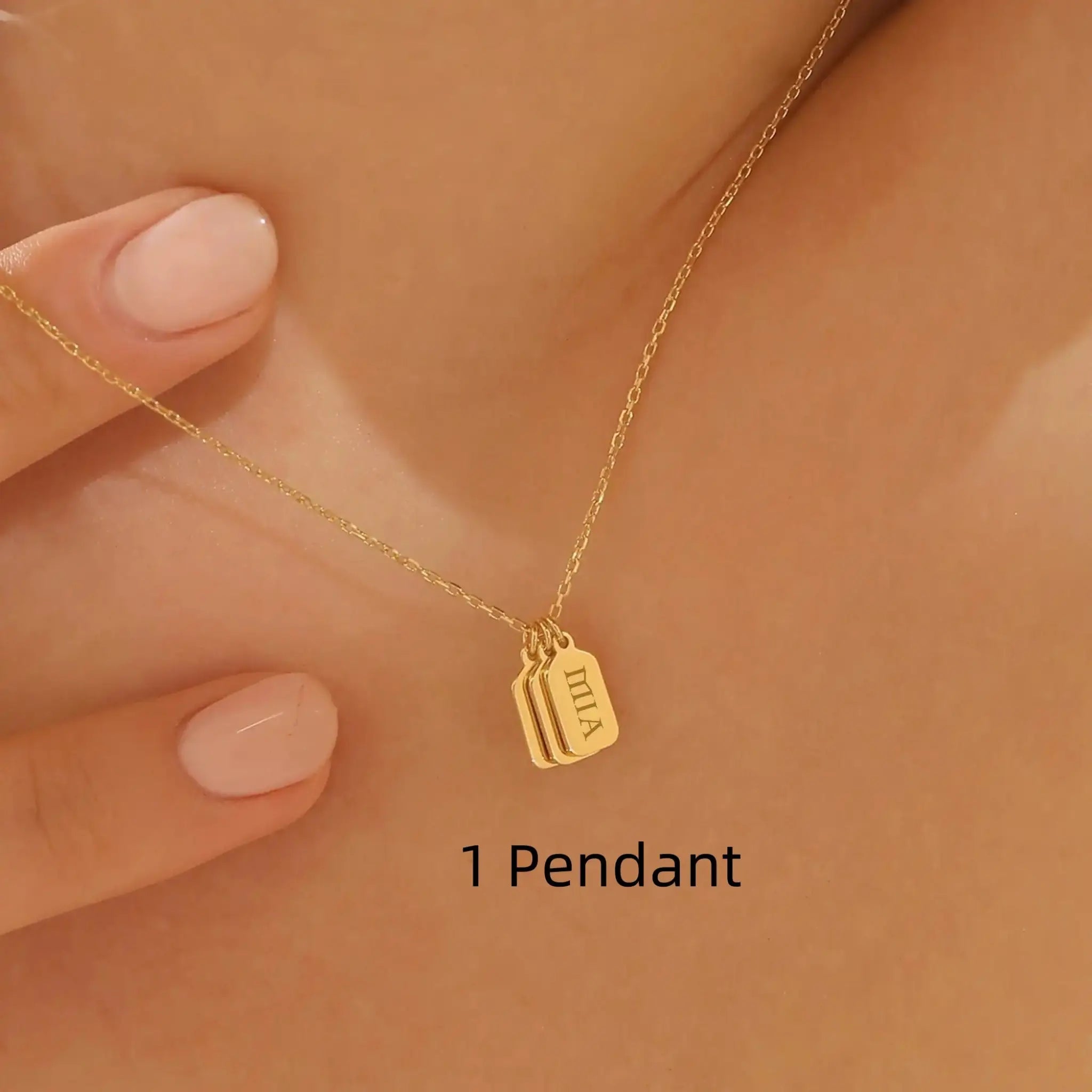 Minimalist Carved Name Pendant Necklace - Gold / 1 Pendant - 7