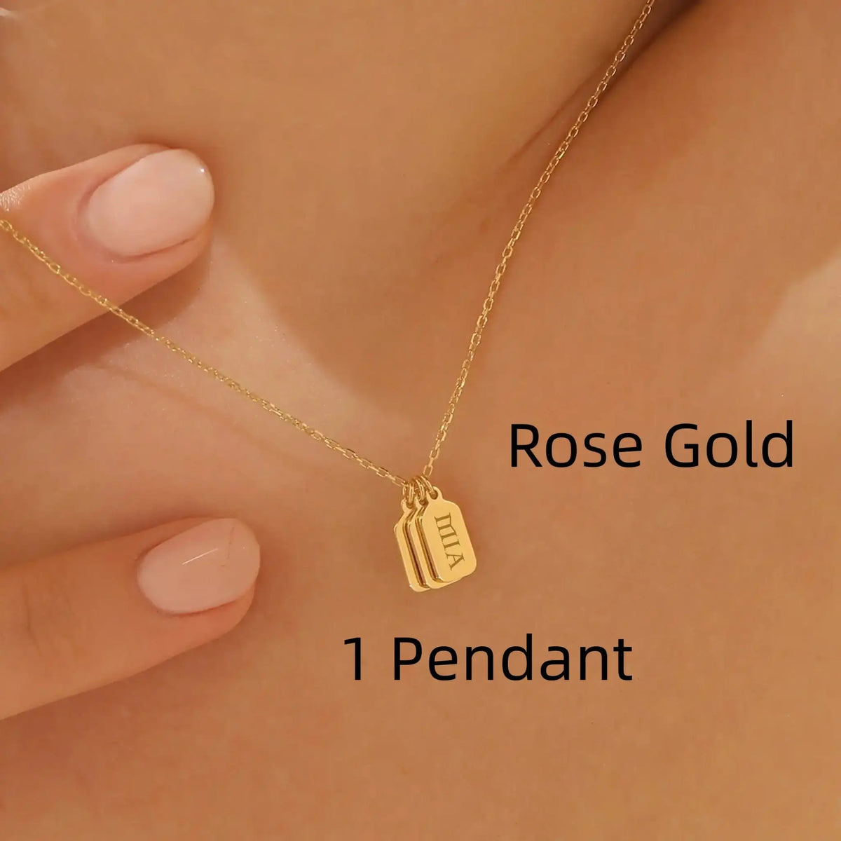 Minimalist Carved Name Pendant Necklace - Rose Gold / 1 Pendant - 7