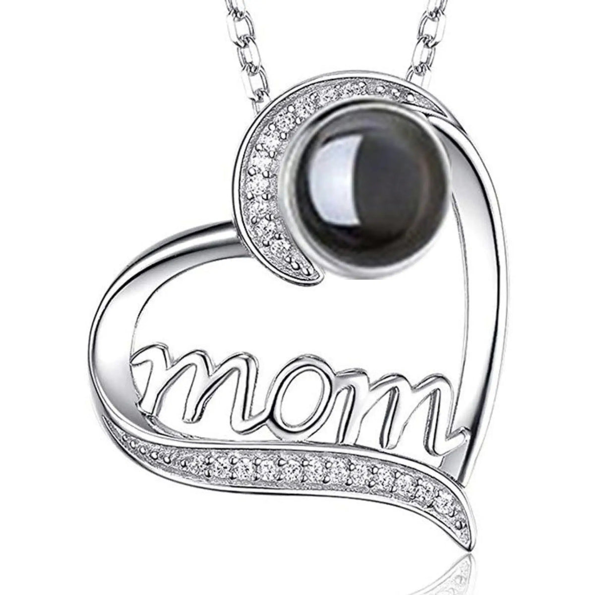 MOM Heart Shaped Projection Custom Photo Necklace Mother’s Birthday Gift Accessories - Platinum - 7