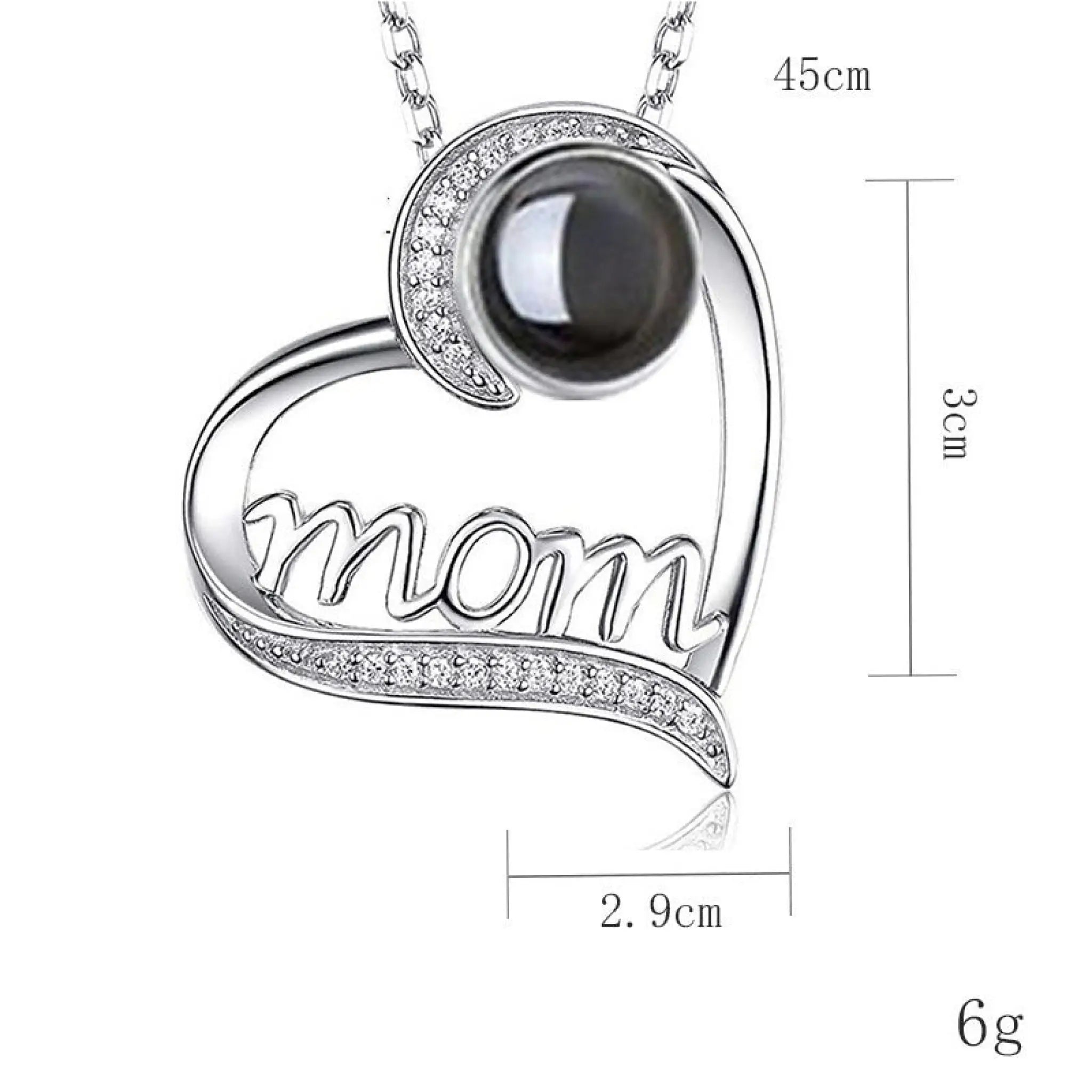 MOM Heart Shaped Projection Custom Photo Necklace Mother’s Birthday Gift Accessories - Platinum - 7