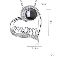 MOM Heart Shaped Projection Custom Photo Necklace Mother’s Birthday Gift Accessories - Platinum - 7