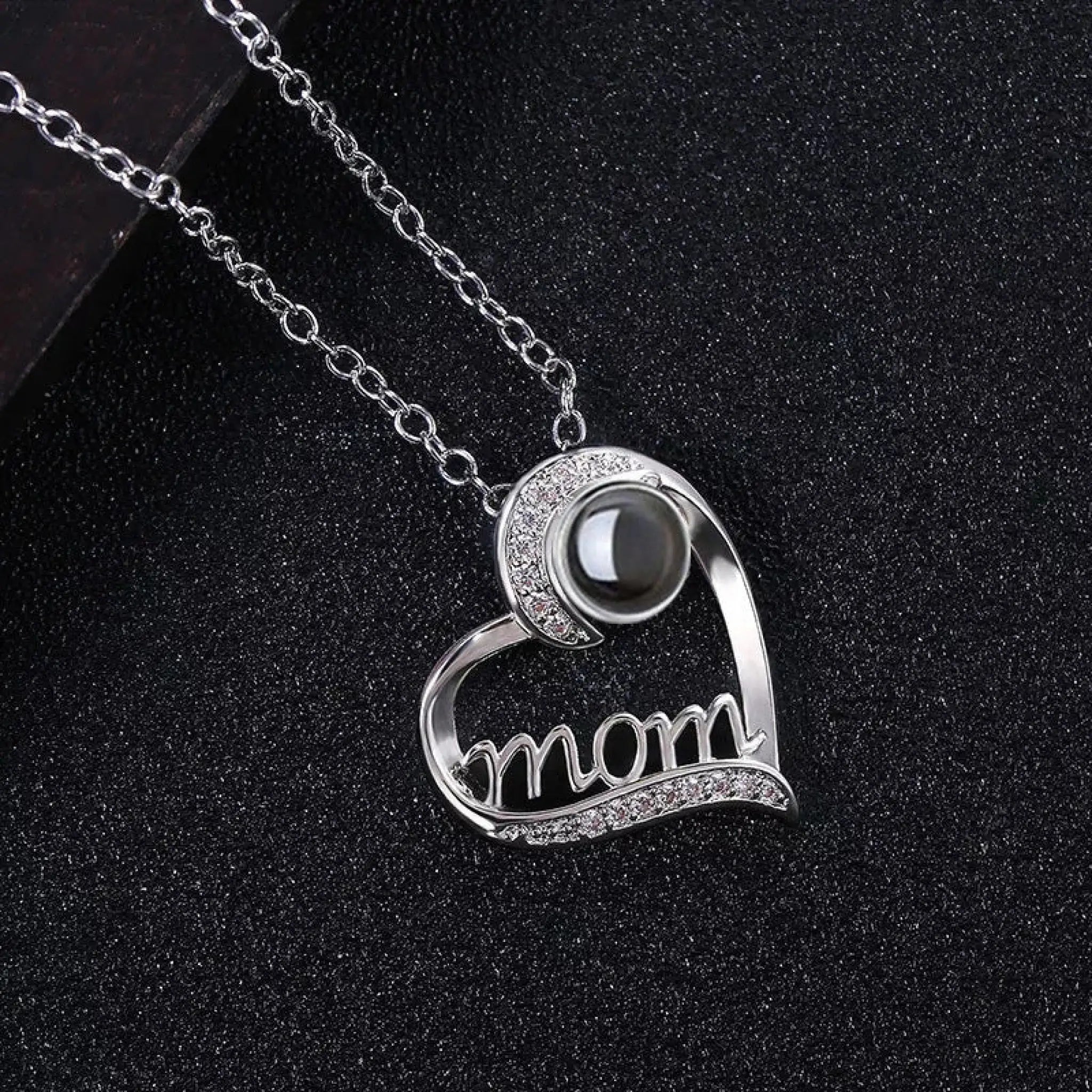 MOM Heart Shaped Projection Custom Photo Necklace Mother’s Birthday Gift Accessories - Platinum - 7