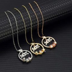 Mothers Day Gift,custom Name Necklaces 12 Color Birthday Stone Necklace Femme - Necklace