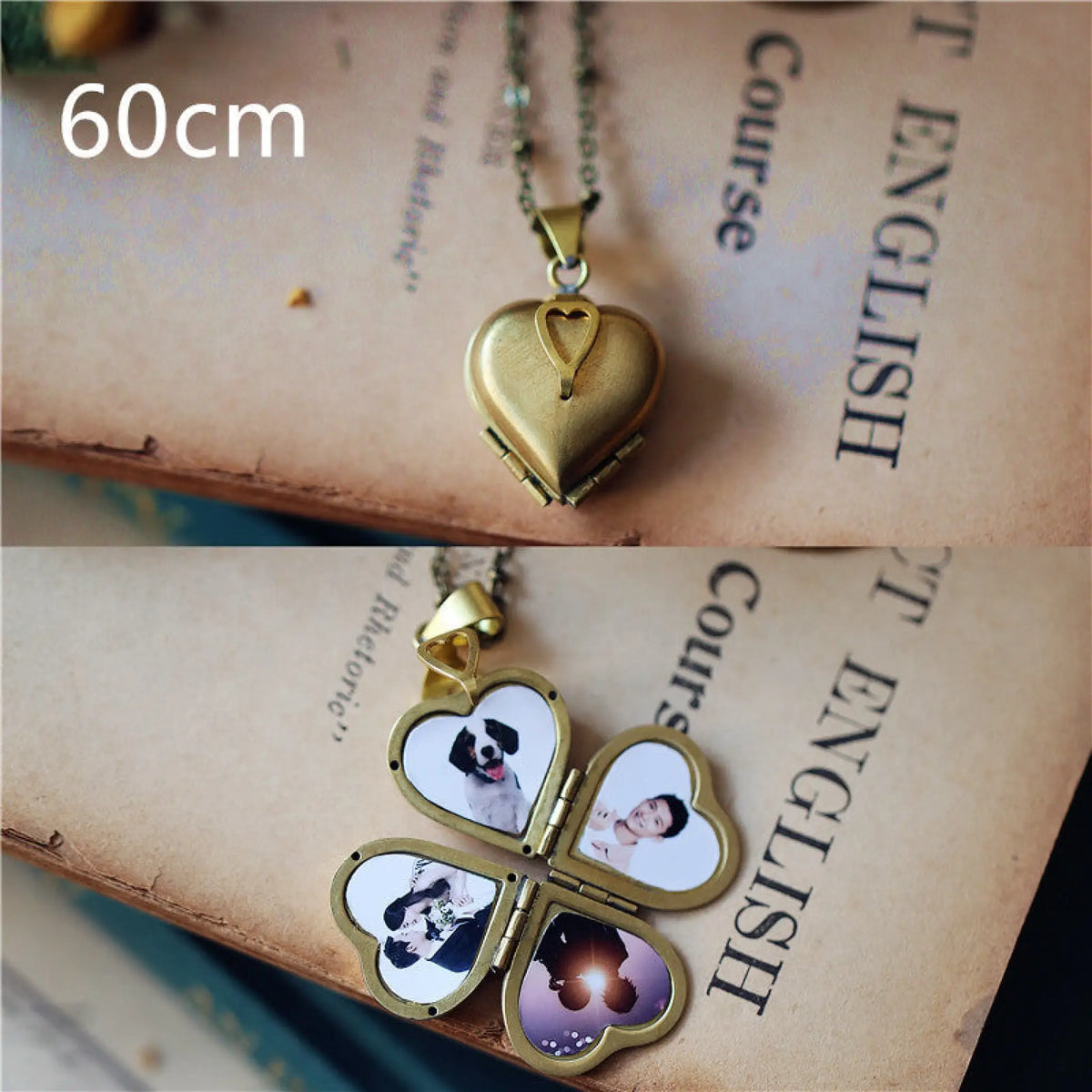 Multilayer Photo Box Frame Pendant Necklace Custom - Gold / 60cm chain - 7