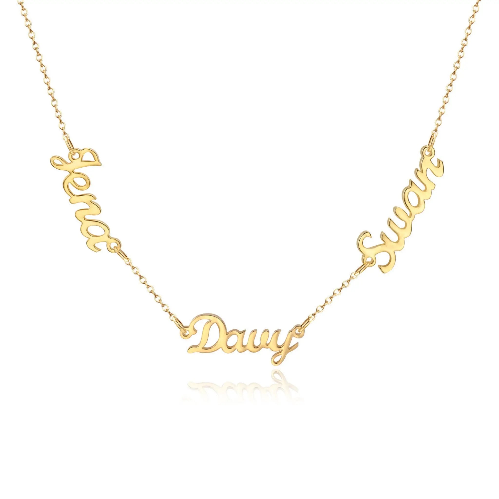 Name Custom Necklace Customize Multiple Name Necklaces - Gold / 2name / F4 - Necklace