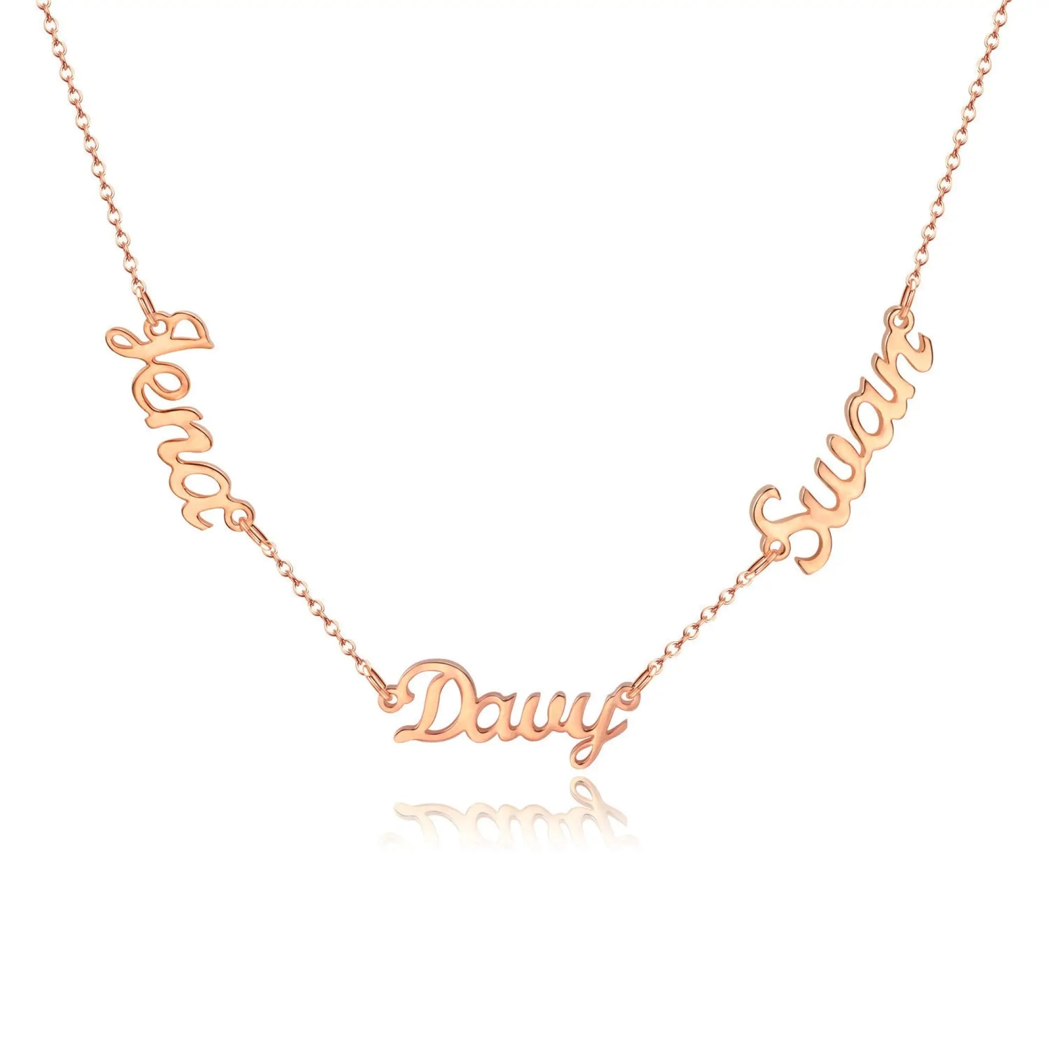 Name Custom Necklace Customize Multiple Name Necklaces - Rose gold / 2name / F4 - Necklace