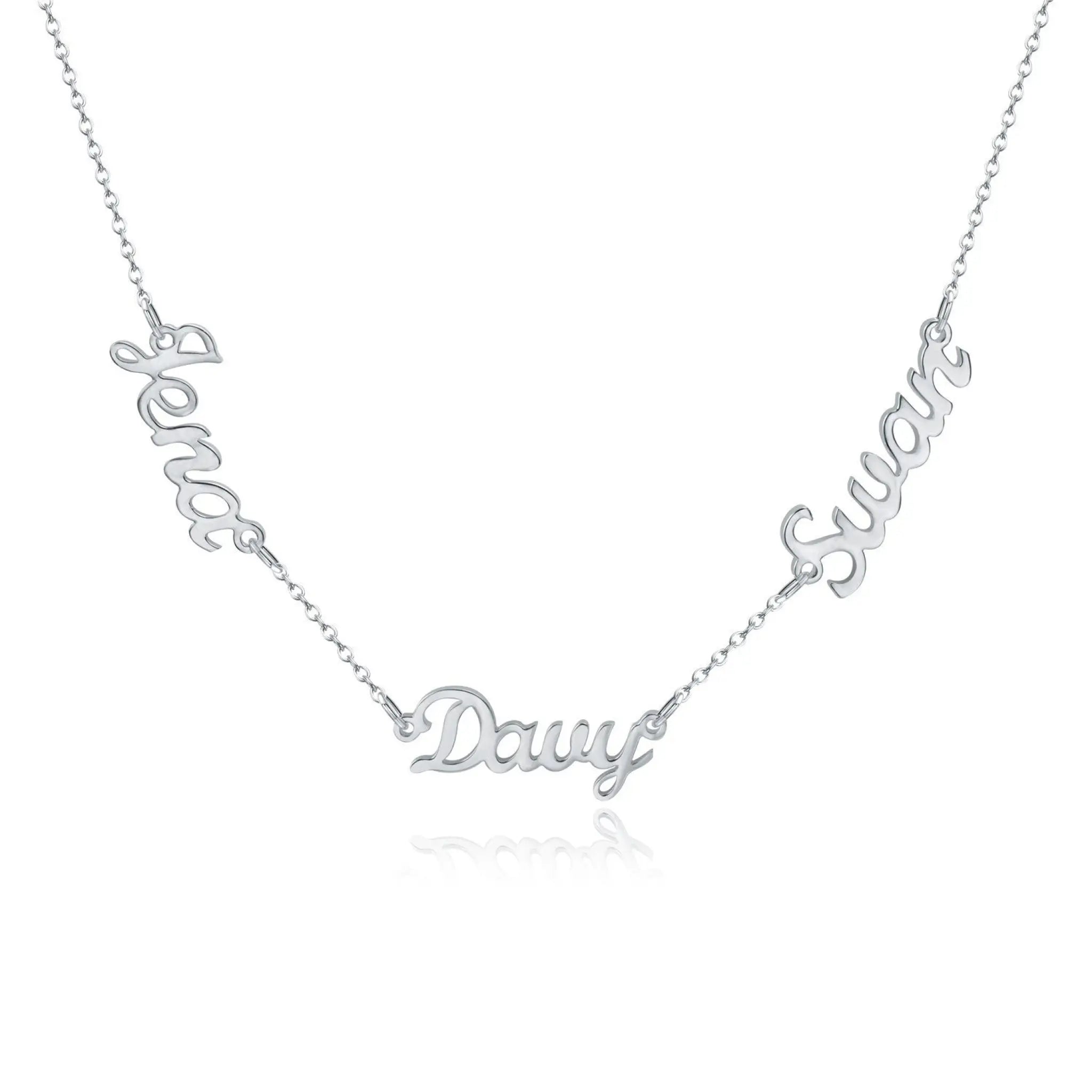 Name Custom Necklace Customize Multiple Name Necklaces - Steel color / 2name / F4 - Necklace