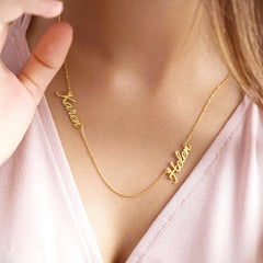Name Custom Stainless Steel Necklace Personalized DIY - 2names - Necklace